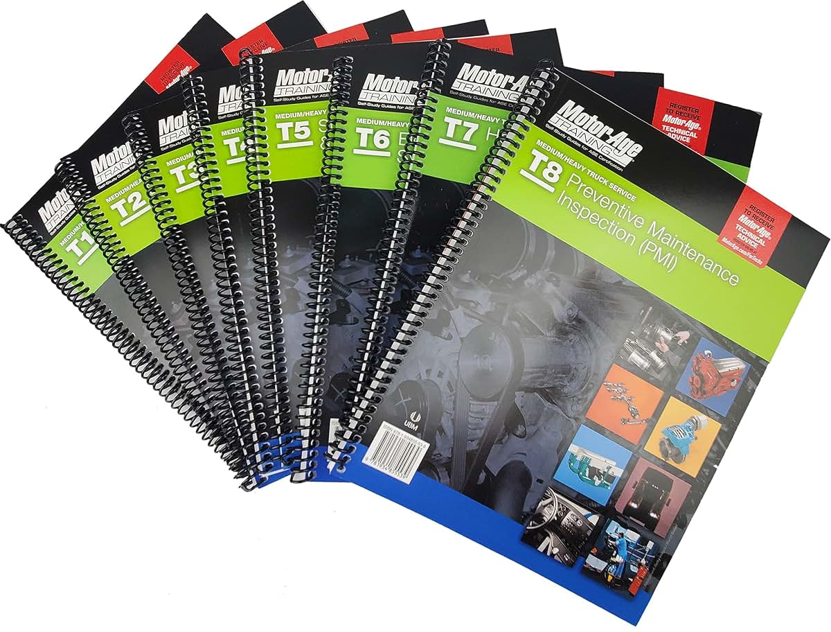 ASE Test Prep Medium and Heavy Truck Study Guide Set - ASE T1-T8 (Motor Age Training) [Spiral-bound] Motor Age Staff