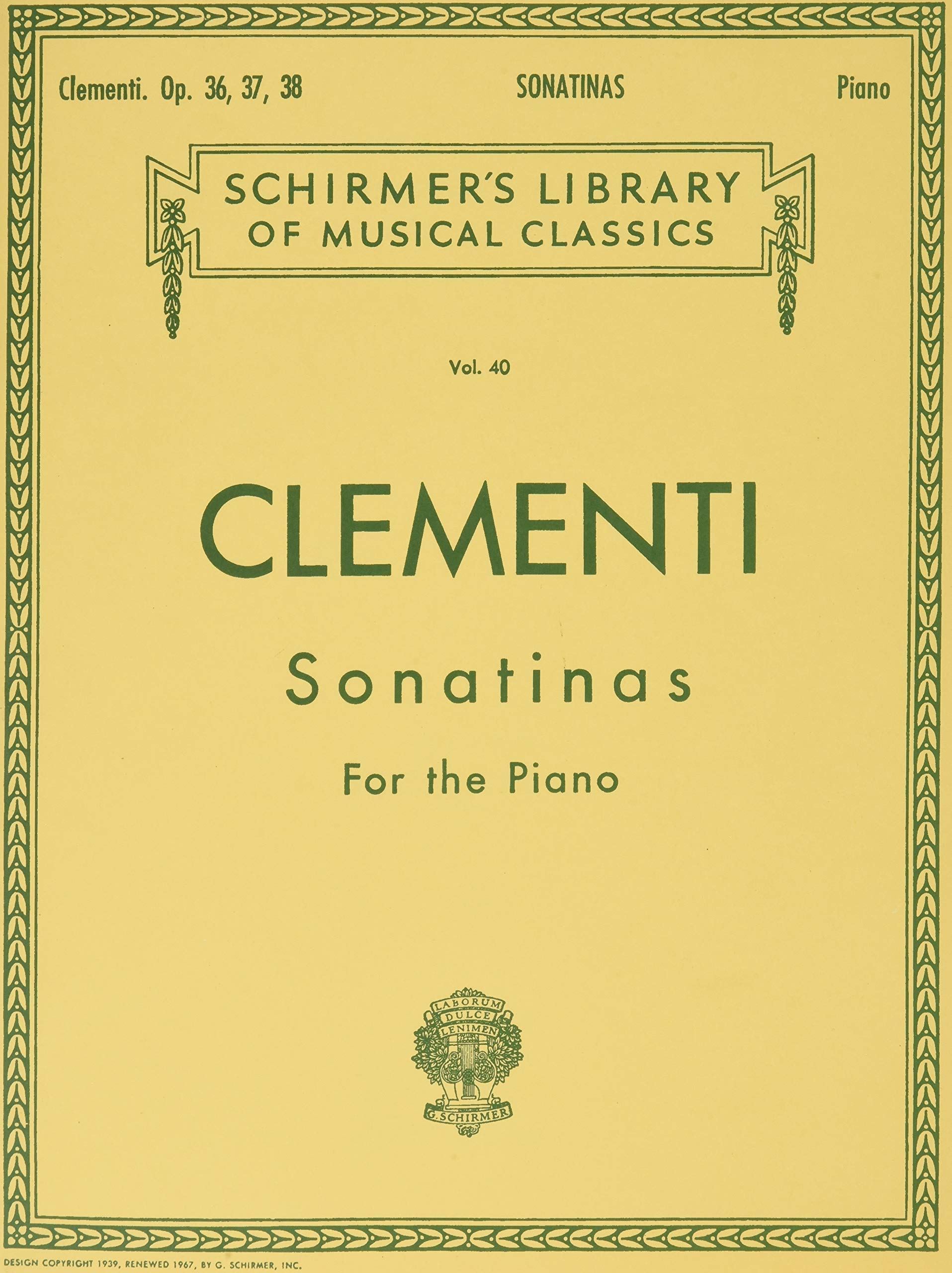 Clementi: Sonatinas, Op. 36, 37, 38 (Schirmer's Library of Musical Classics, Vol.40)