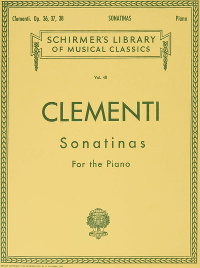 Clementi: Sonatinas, Op. 36, 37, 38 (Schirmer's Library of Musical Classics, Vol.40)