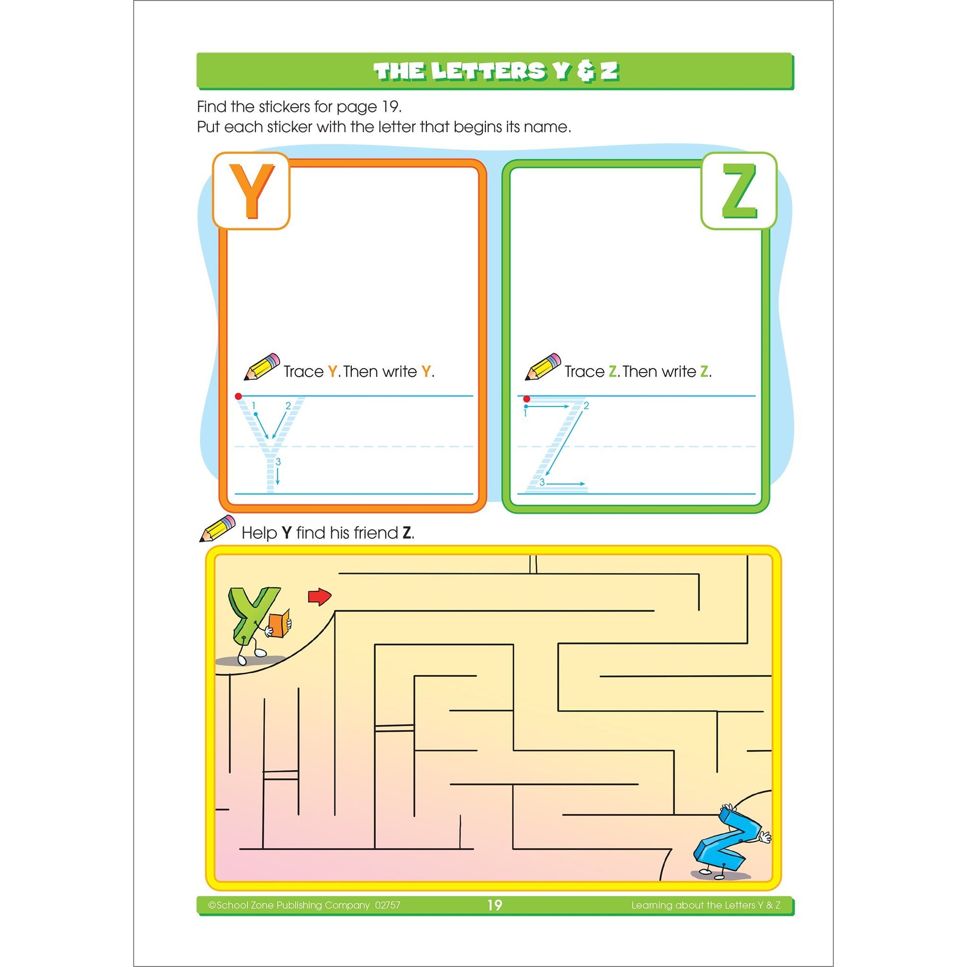 School Zone Stickers for Preschool Workbook: Preschool to Kindergarten, 324 Stickers, Shapes, Patterns, ABC's, Numbers, and Letters (Stuck on Learning Book Series)