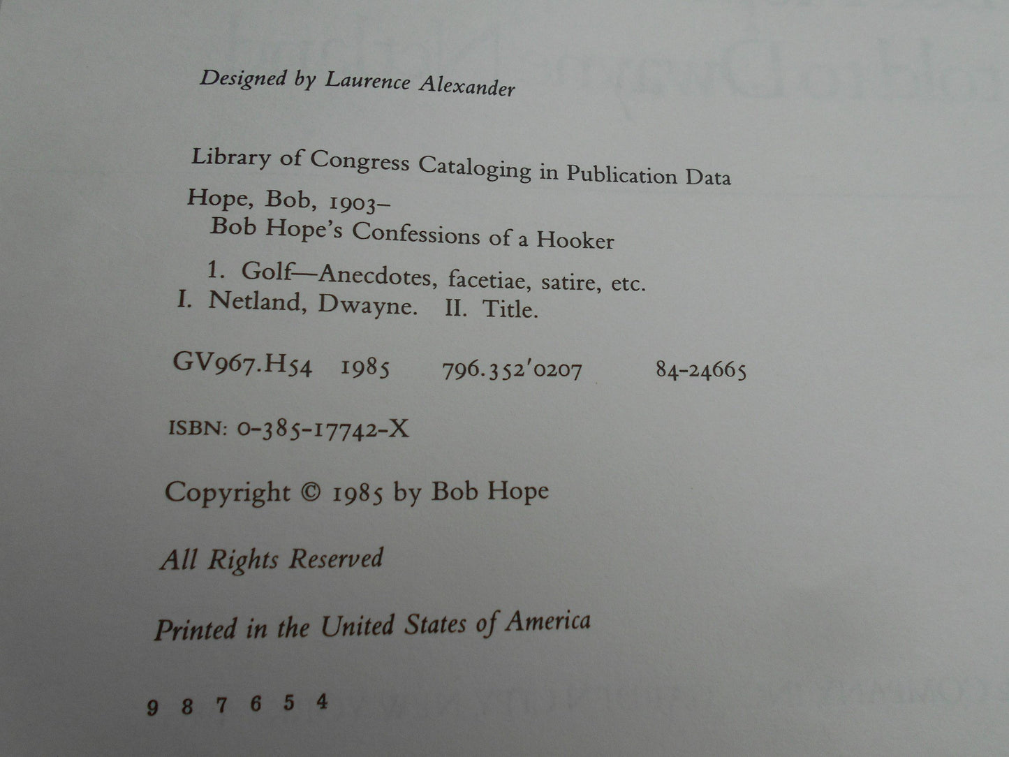 Bob Hope's Confessions of a Hooker: My Lifelong Love Affair