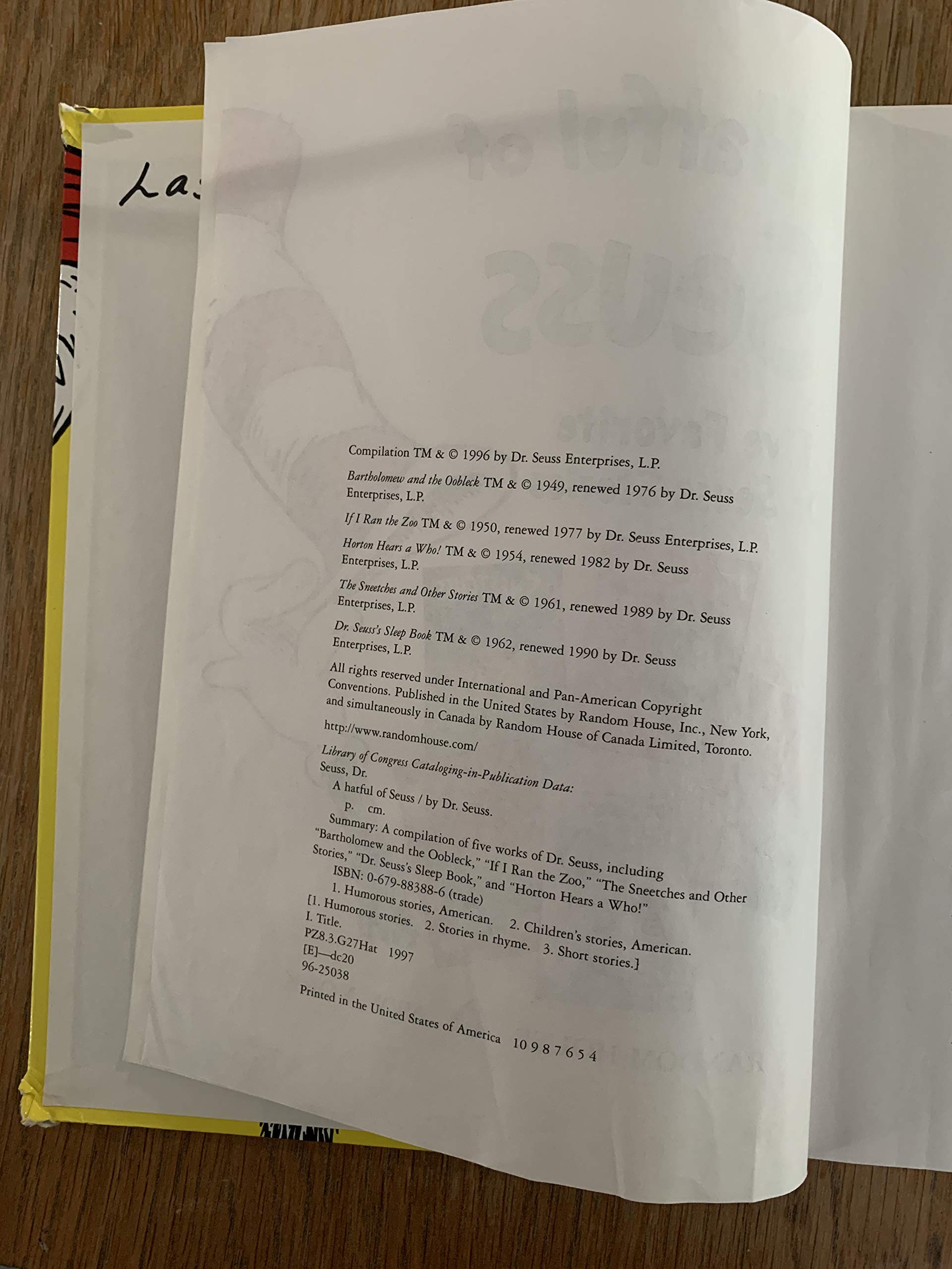 A Hatful of Seuss: Five Favorite Dr. Seuss Stories: Horton Hears A Who! / If I Ran the Zoo / Sneetches / Dr. Seuss's Sleep Book / Bartholomew and the Oobleck