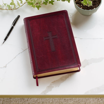 KJV Holy Bible, Super Giant Print Faux Leather Red Letter Edition - Thumb Index & Ribbon Marker, King James Version, Burgundy (KJV Super Giant Print Editions)