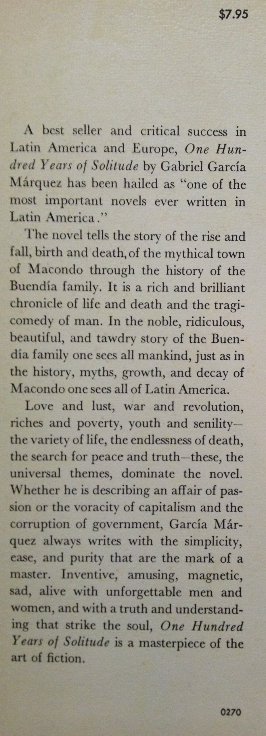 One Hundred Years of Solitude by Gabriel Garcia Marquez