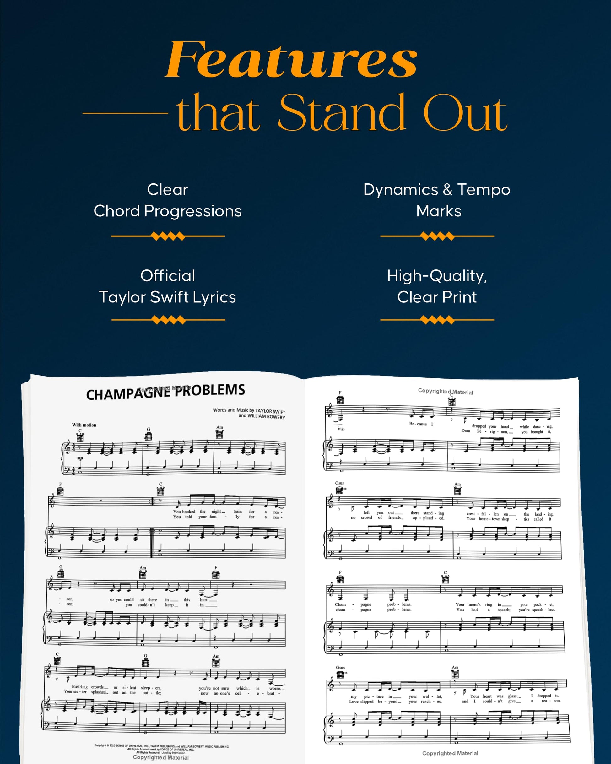 Taylor Swift - Evermore Piano/Vocal/Guitar Songbook - Vocal, Guitar, and Piano Sheet Music for Beginners and Advanced Players