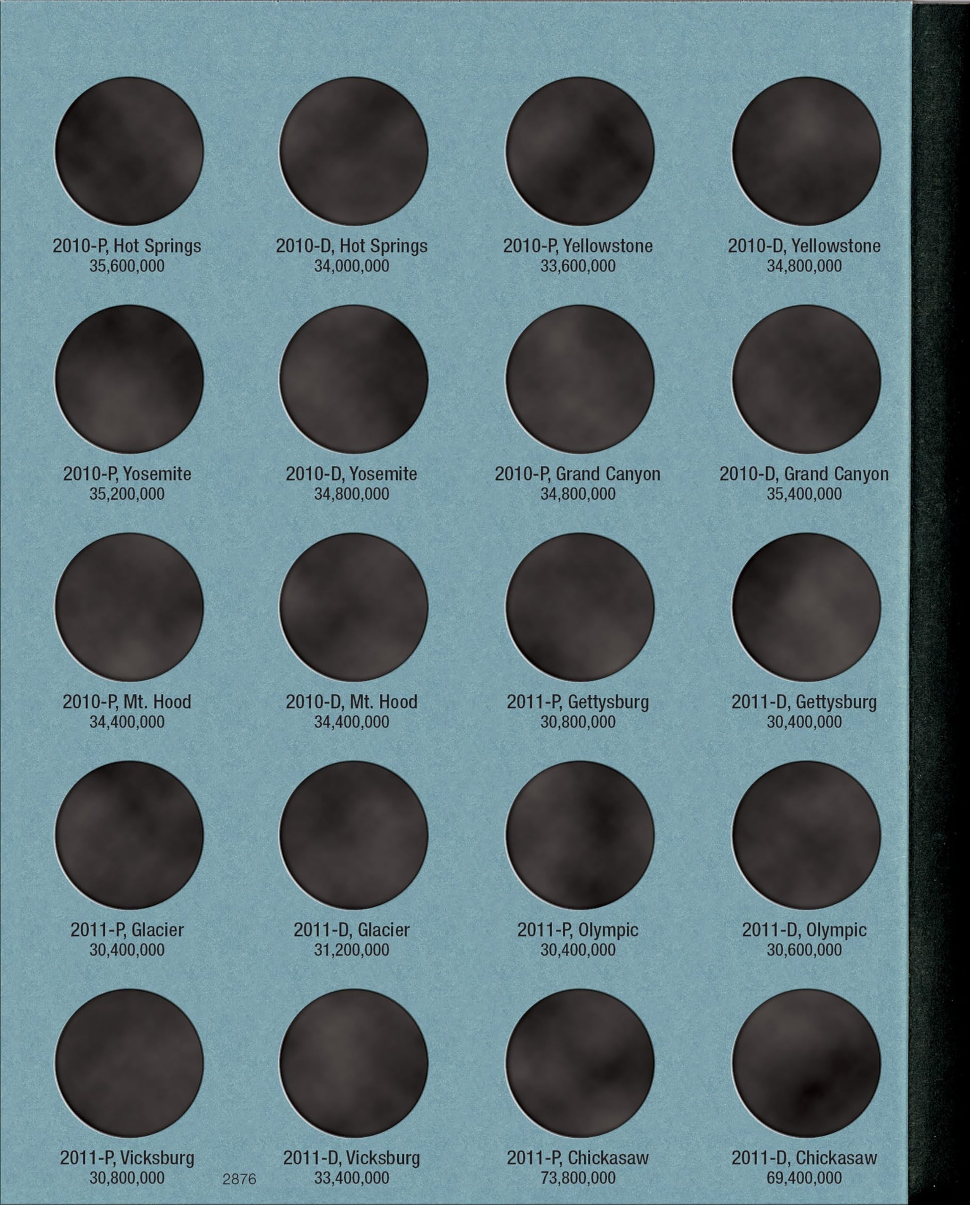 Whitman Nat Park Blue Folder Vol 1 2010-2015 (Official Whitman Coin Folder)
