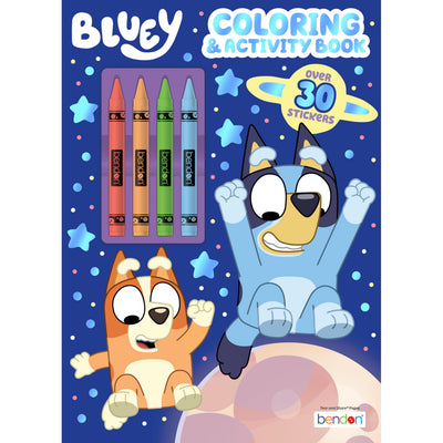Bluey Coloring Book with Crayons and Stickers, Kids Activity Book Featuring Bluey and Bingo, Cartoon Coloring Pages, Activity Sheets, Game, Puzzles, ... Coloring Book for Boys and Girls Kids Ages 4+