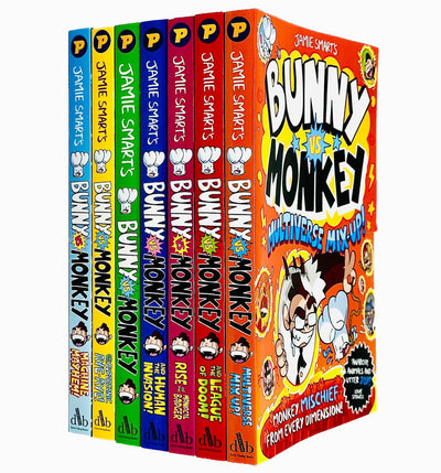 Bunny vs Monkey 7 Books Collection Set By Jamie Smart (Bunny vs Monkey, Supersonic Aye-aye, The Human Invasion, Rise of the Maniacal Badger, the League of Doom!, Multiverse Mix-up & Machine Mayhem)
