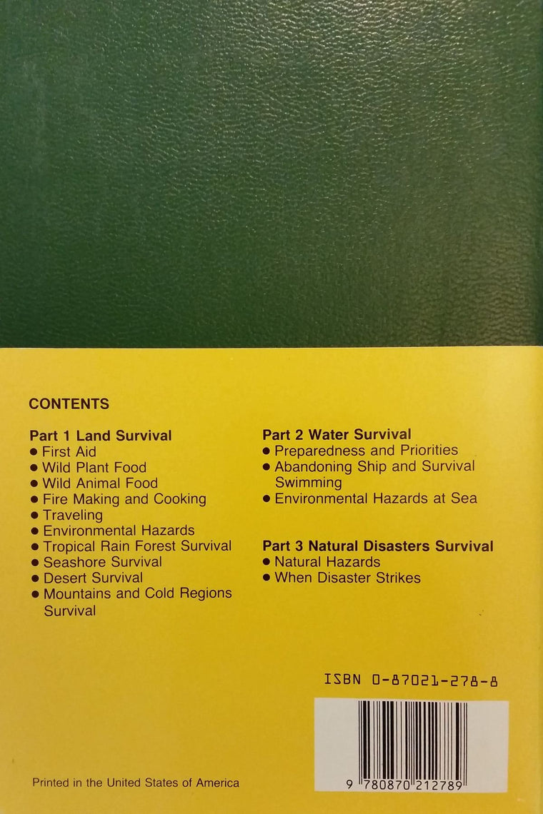 How to Survive on Land and Sea — back cover