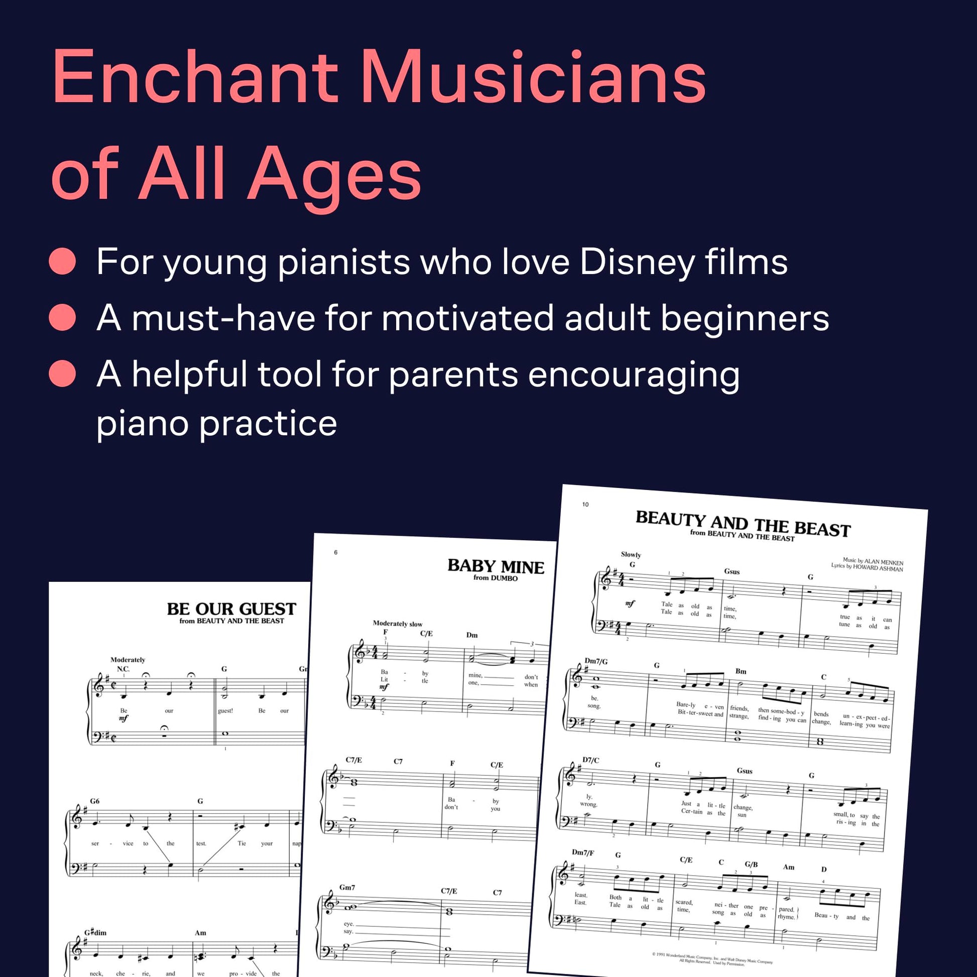 First 50 Disney Songs You Should Play on the Piano  Easy Piano Songbook for Beginners and Intermediate Players  Classic and Modern Disney Hits  Piano Sheet Music Book for Students, Teachers