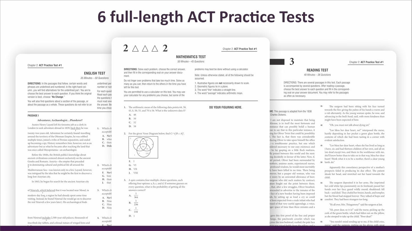 ACT Practice Tests: 2026-2027; 800+ Questions for the Enhanced ACT  6 Full-length Tests + Detailed Answer Explanations + Online Scoring Tool + Companion Notes (Test Prep Series)