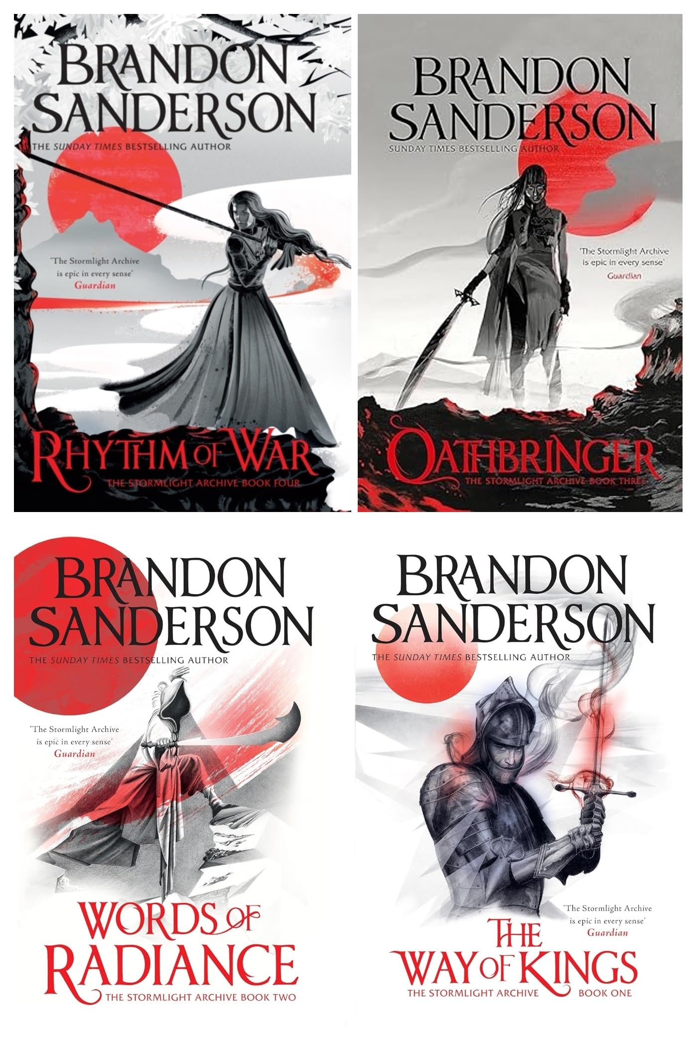 Brandon Sanderson The Stormlight Archive Series 4 Books Collection Set (The Way of Kings, Words of Radiance, Oathbringer, Rhythm of War)