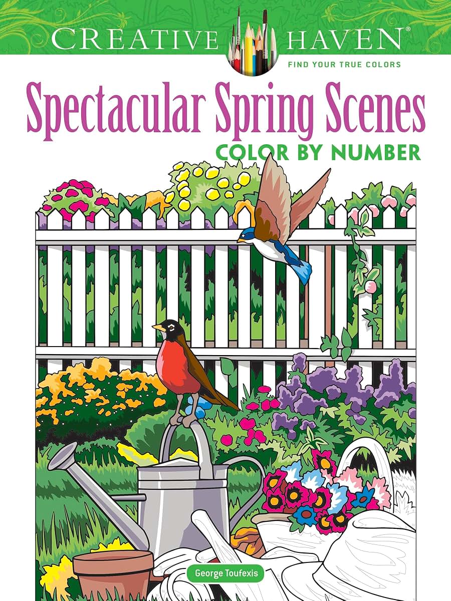 Creative Haven Spectacular Spring Scenes Color by Number (Adult Coloring Books: Seasons)