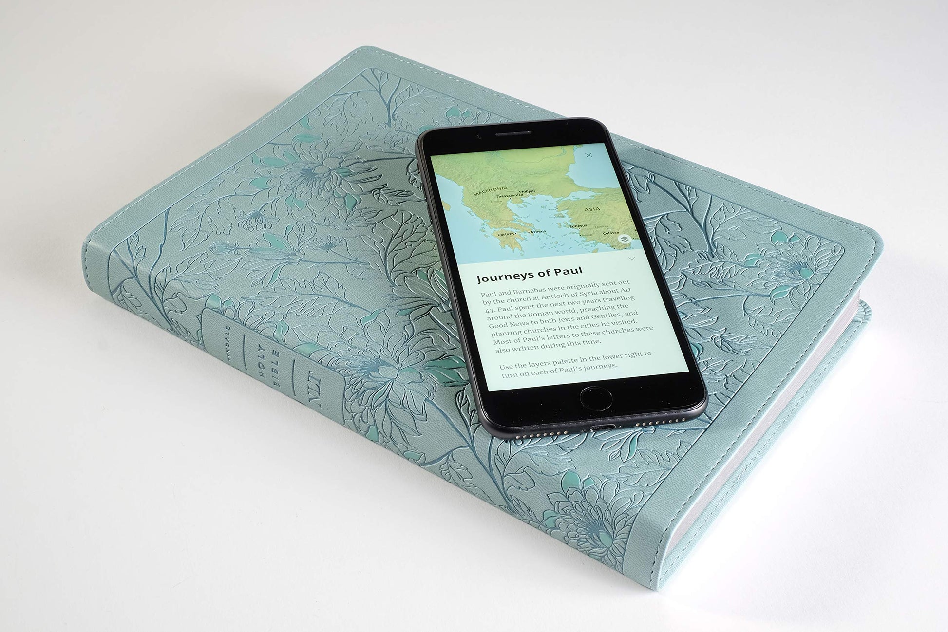 NLT Large Print Thinline Reference Bible, Filament Enabled (LeatherLike, Floral Leaf Teal, Red Letter): Includes Free Access to the Filament Bible App ... Notes, Devotionals, Worship Music, and Video