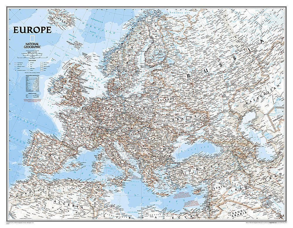 National Geographic: Europe Classic Enlarged Wall Map (46 x 35.75 inches) (National Geographic Reference Map)