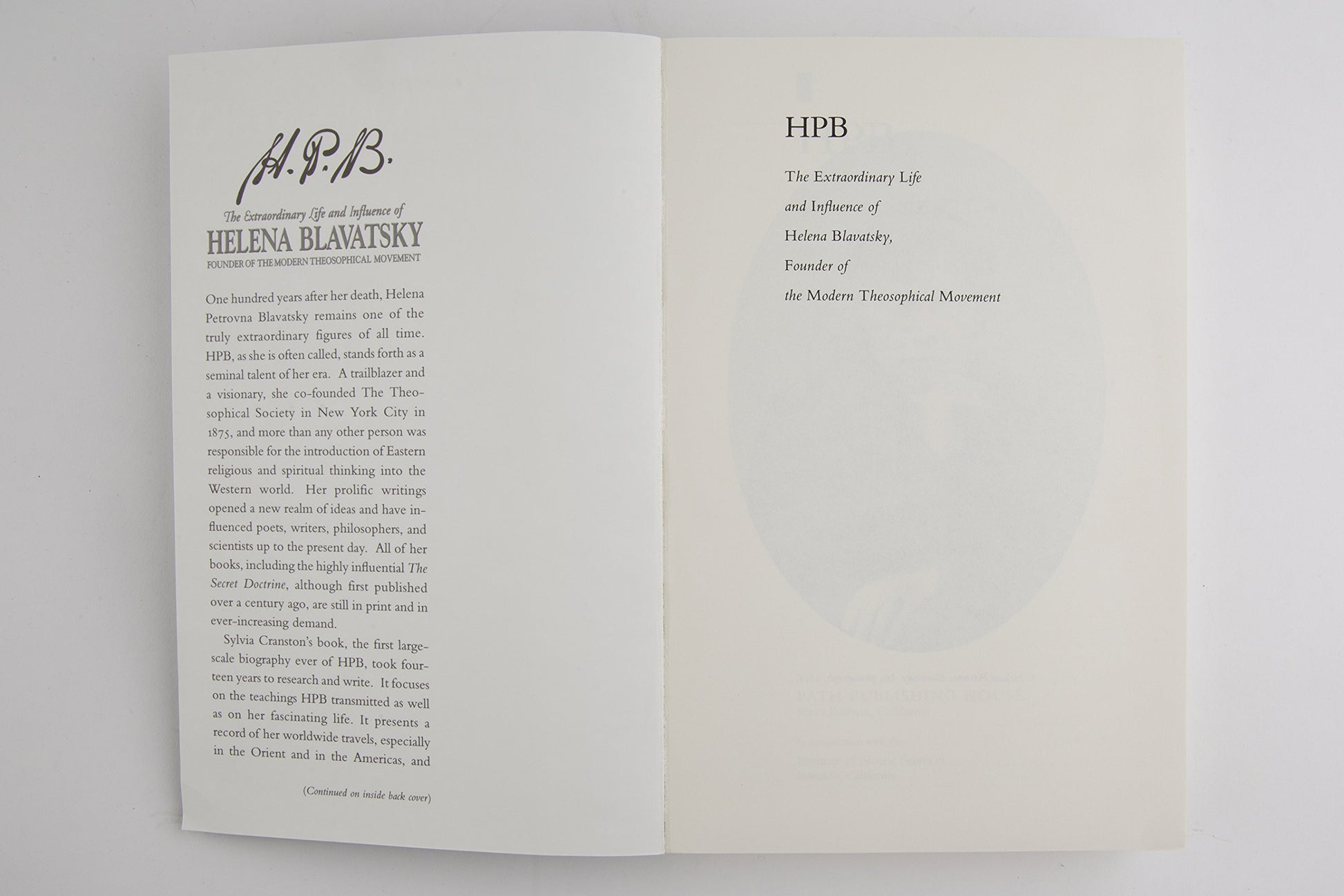 H. P. B.: The Extraordinary Life & Influence of Helena Blavastsky