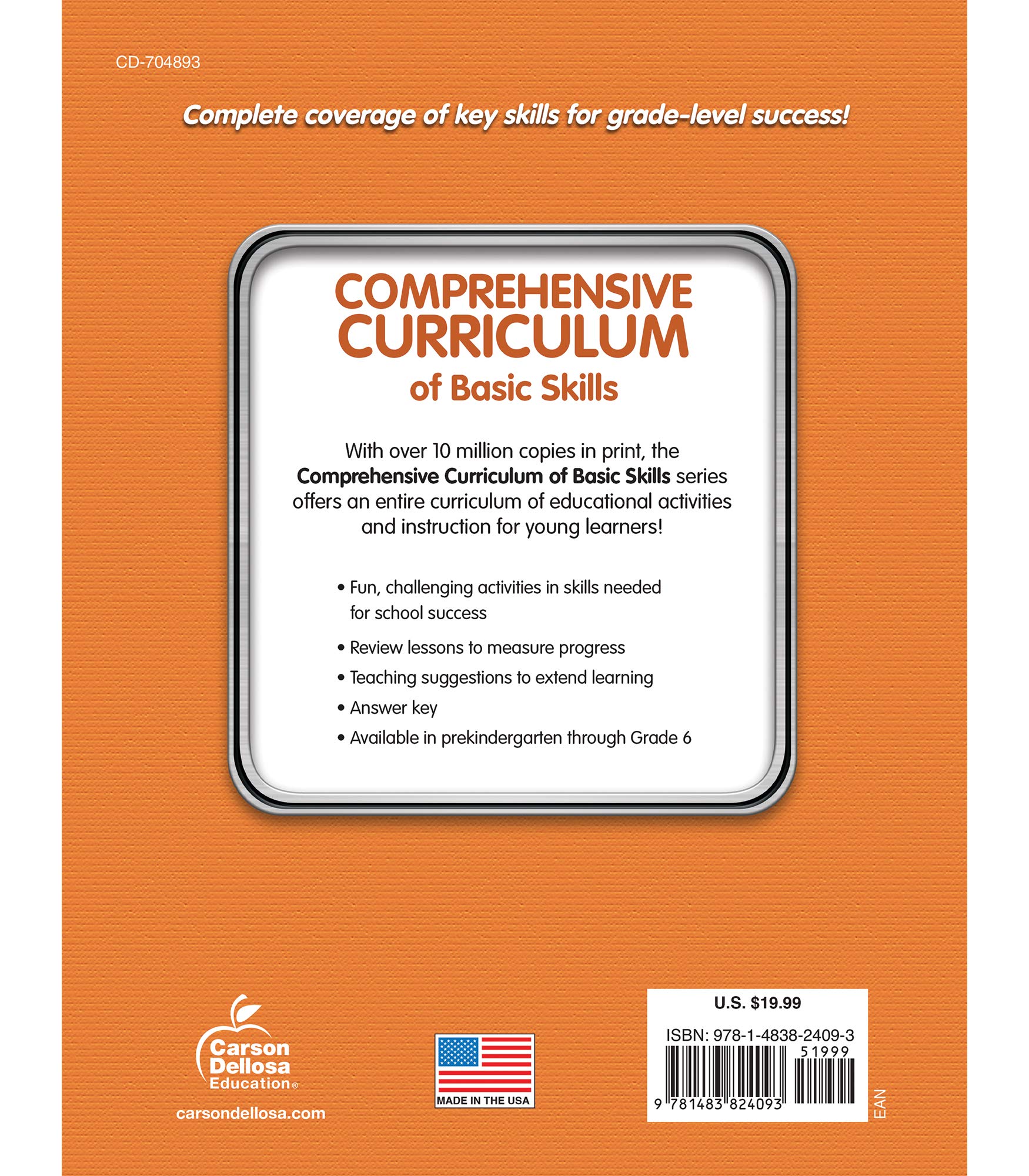 Comprehensive Curriculum of Basic Skills Kindergarten Workbook, Math, Reading, Writing, Alphabet, Colors, Shapes, Patterns, Time, Money, Classroom or Homeschool Kindergarten Curriculum