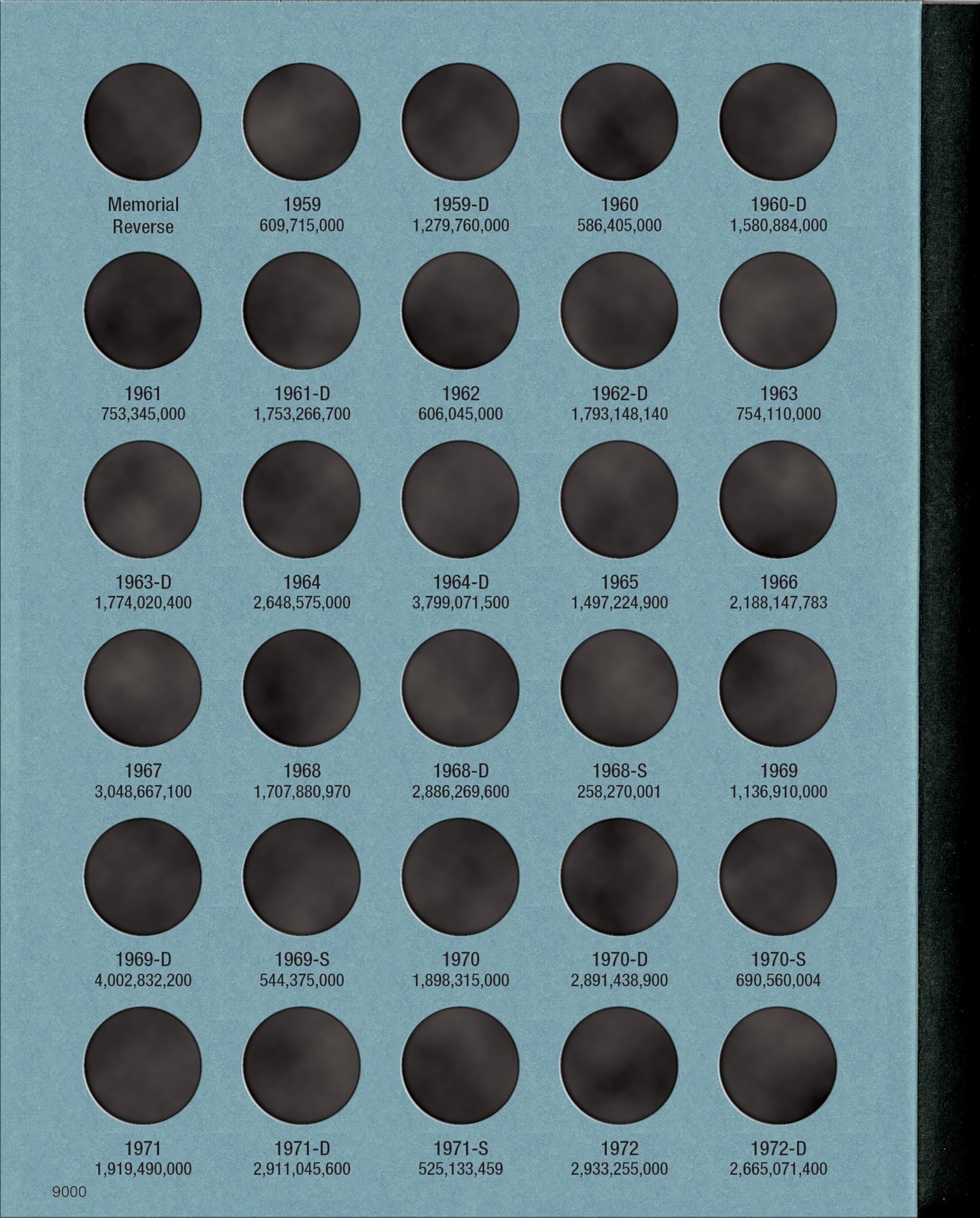 Official Whitman Coin Folder - Lincoln Memorial Cents Collection #1: 1959-1998