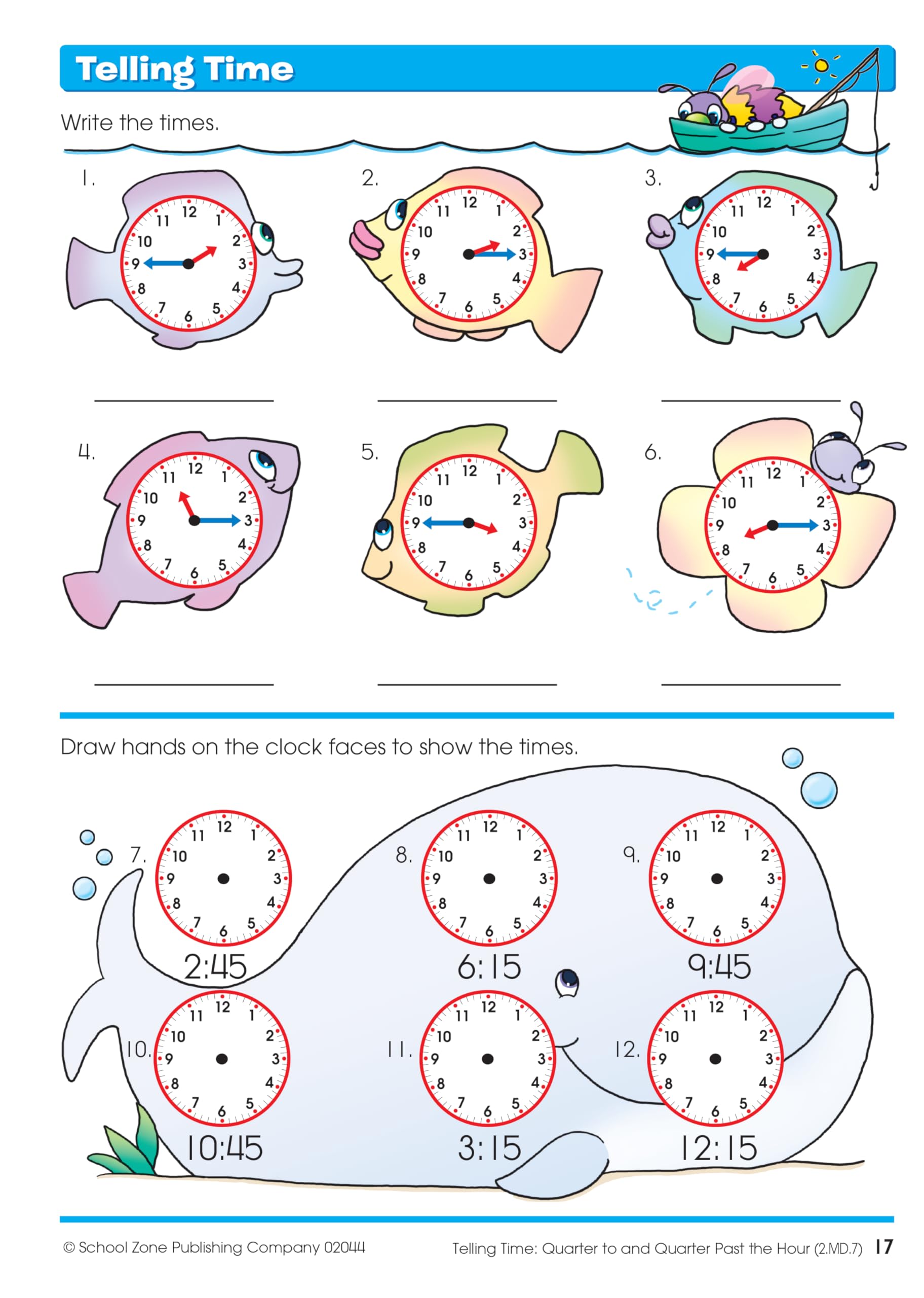 School Zone Time, Money & Fractions Workbook: 32 Pages, 1st Grade, 2nd Grade, Adding Money, Counting Coins, Telling Time, Ages 6 to 8 (I Know It! Book Series)