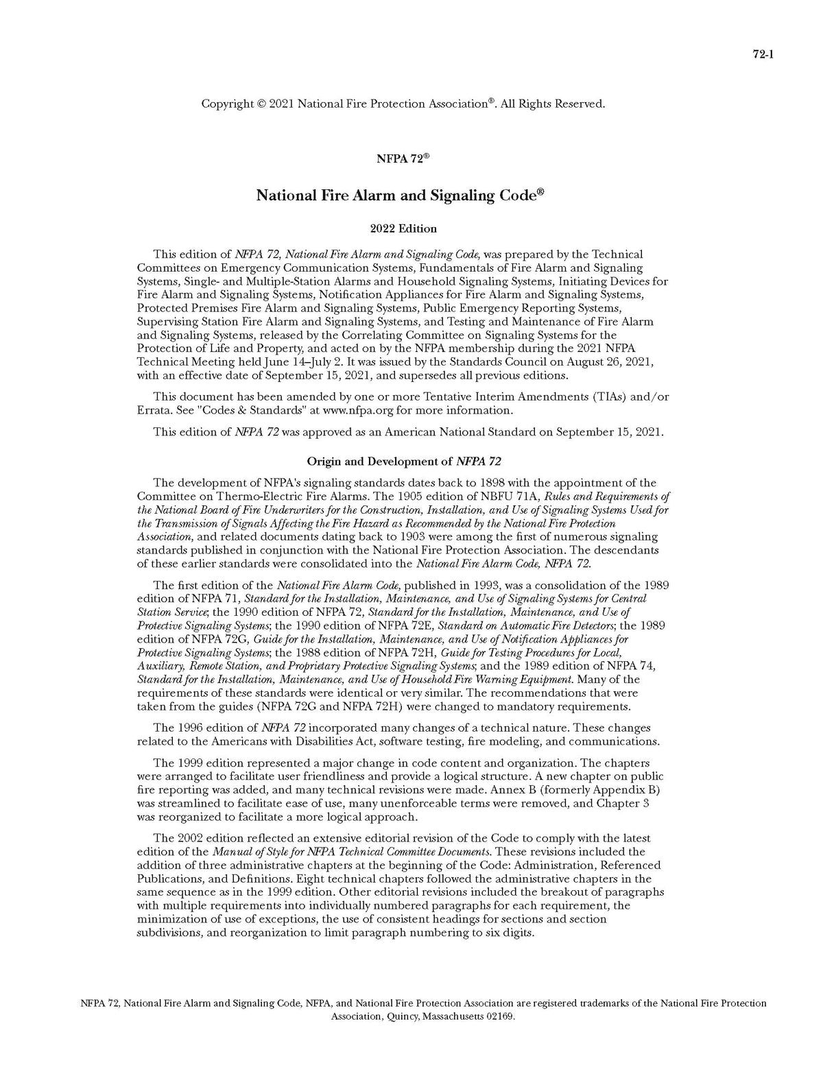 NFPA 72, National Fire Alarm and Signaling Code, 2022 Edition