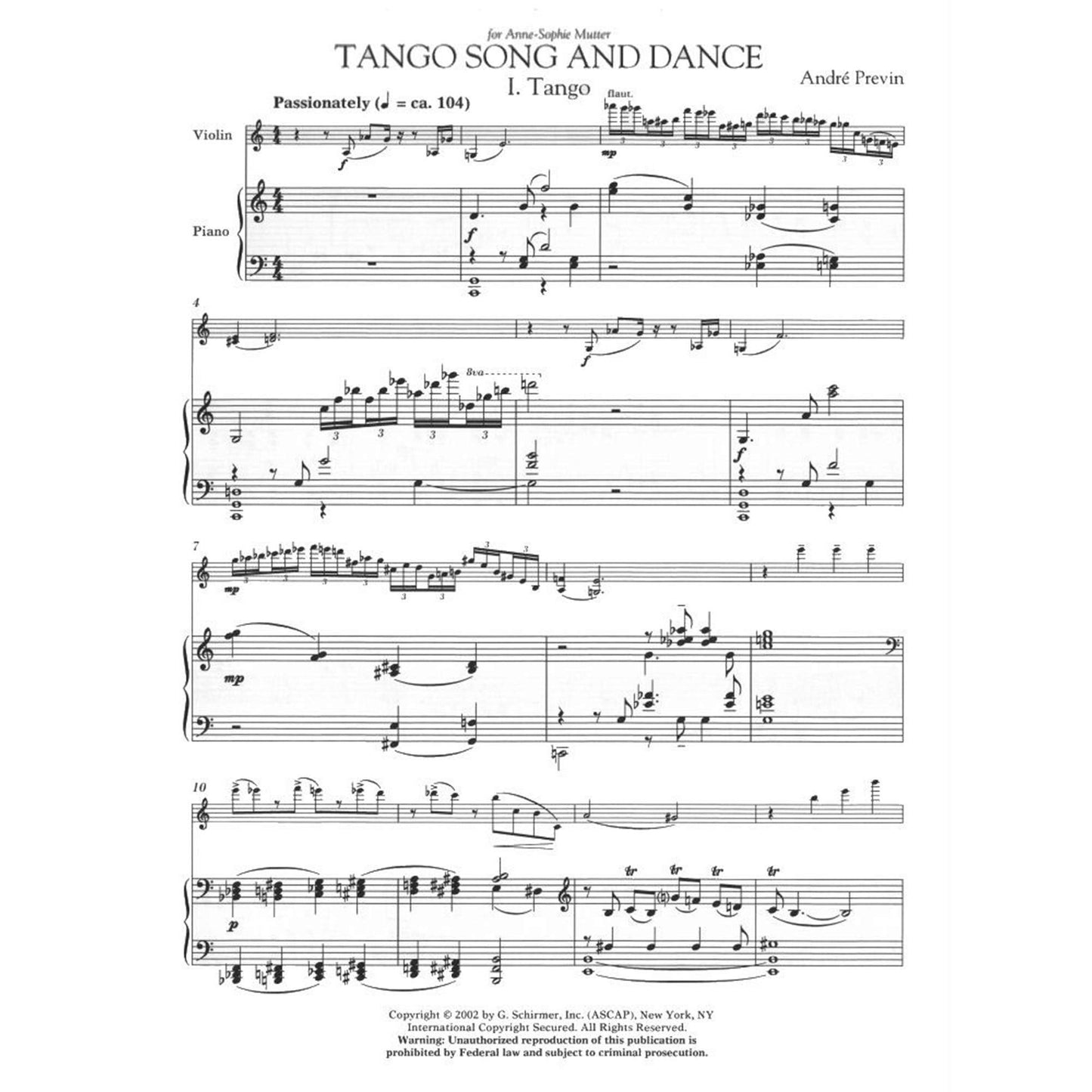 Tango Song and Dance: for Violin and Piano