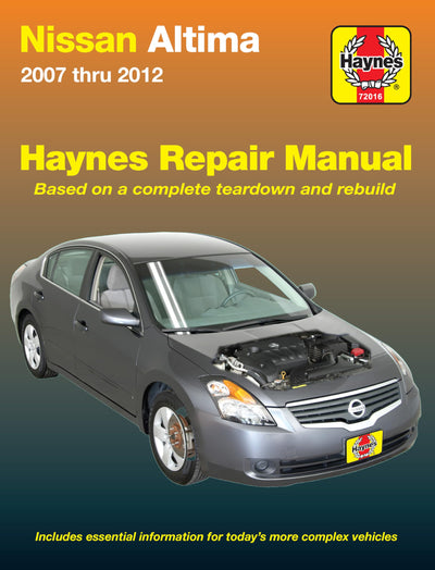 Nissan Altima (07-12) Haynes Repair Manual (Does not include information specific to hybrid models. Includes thorough vehicle coverage apart from the specific exclusion noted)