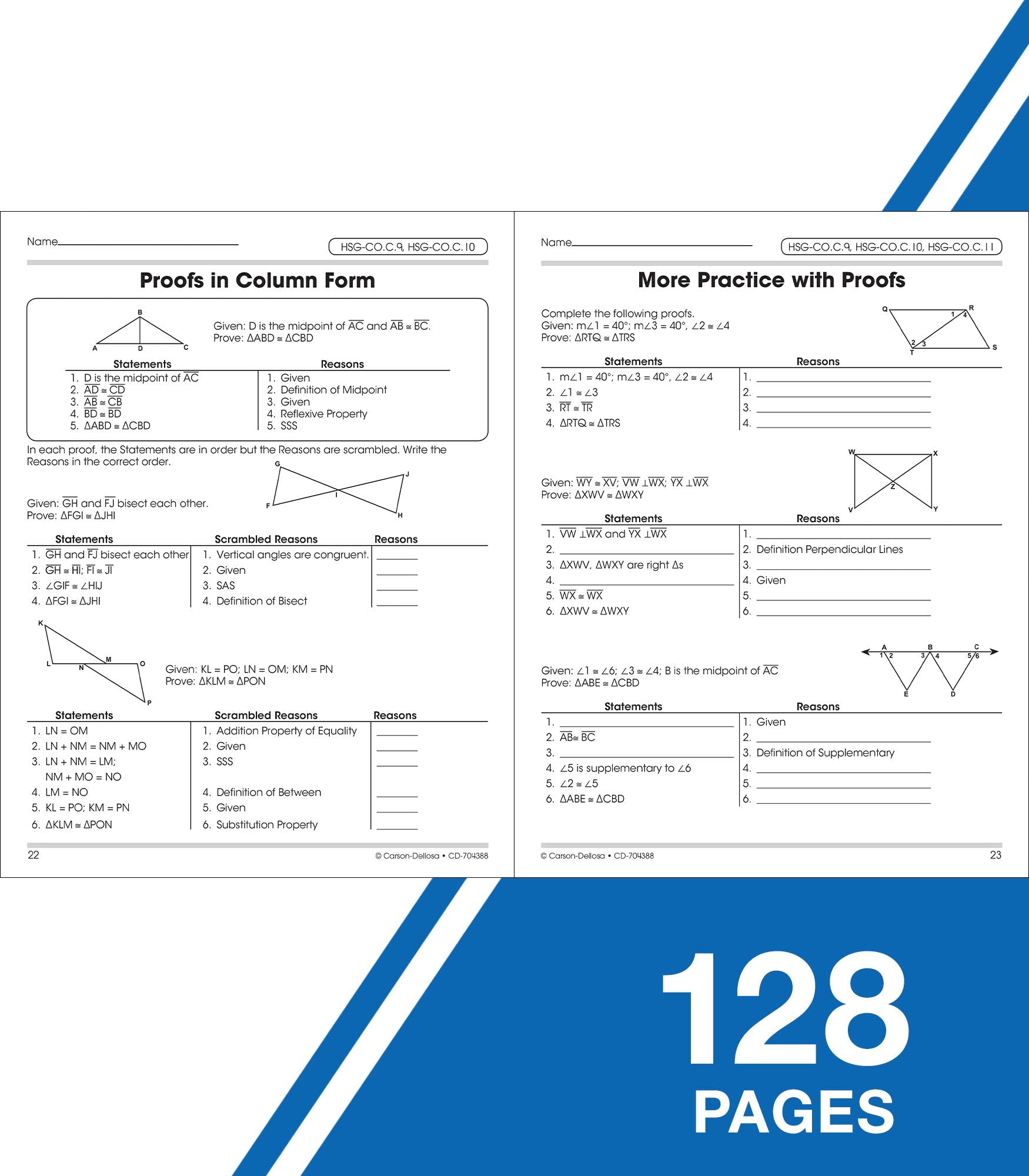 Carson Dellosa The 100 Series Geometry Workbook, Math Book for Grades 8 and Up Covering Trigonometry, Geometric Equations, and More, Classroom or Homeschool Curriculum (Volume 7)