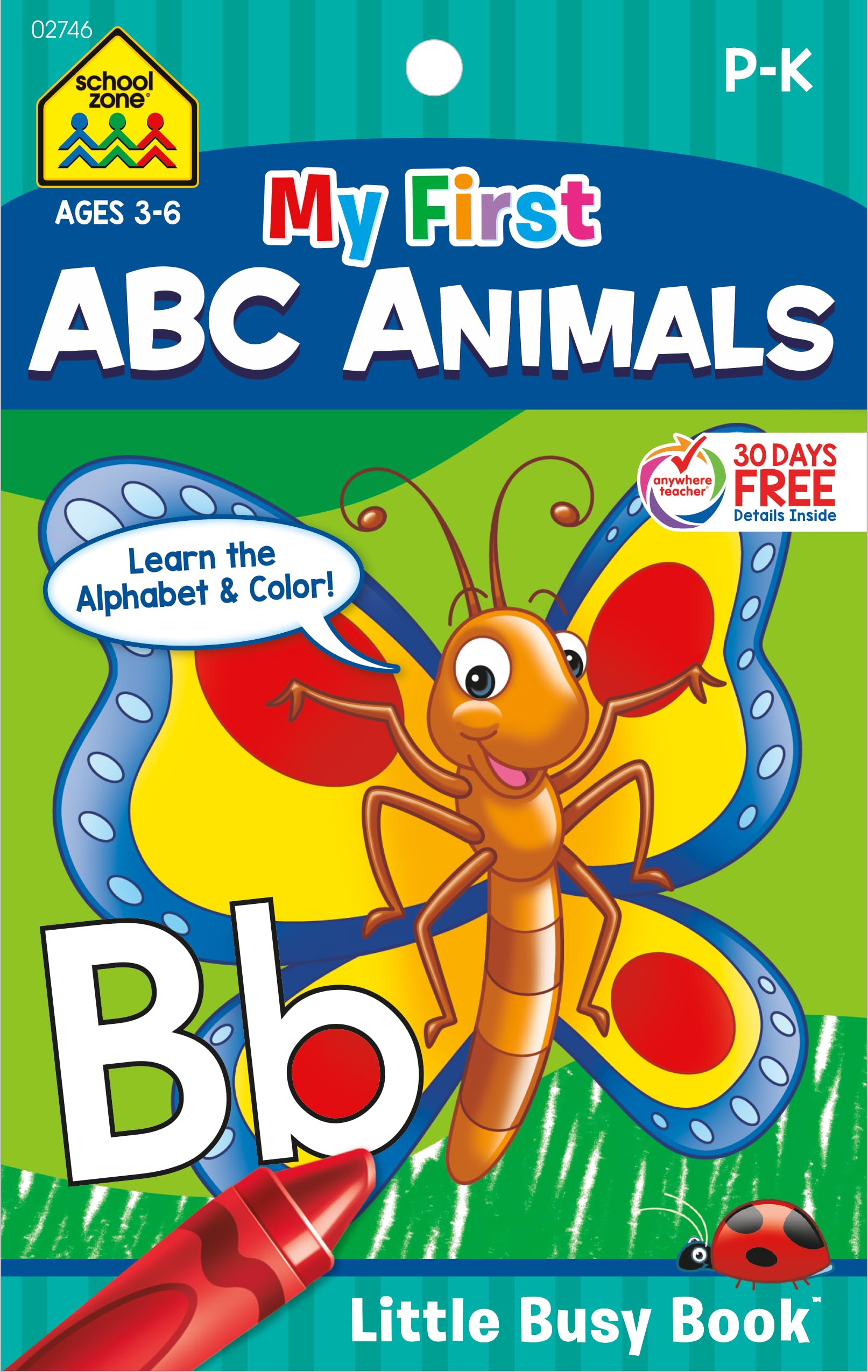School Zone - My First ABC Animals Workbook - Ages 3 to 6, Preschool to Kindergarten, Activity Pad, Letters, Alphabet, Animal Names, and More (School Zone Little Busy Book Series)