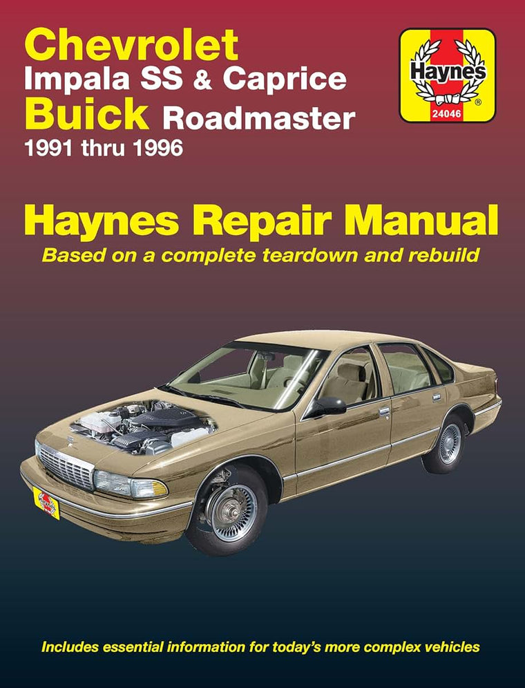 Chevrolet V8, Impala SS, Caprice & Buick Roadmaster (91-96) Haynes Repair Manual (Does not include information specific to V6 models. Includes vehicle ... exclusion noted) (Haynes Repair Manuals)