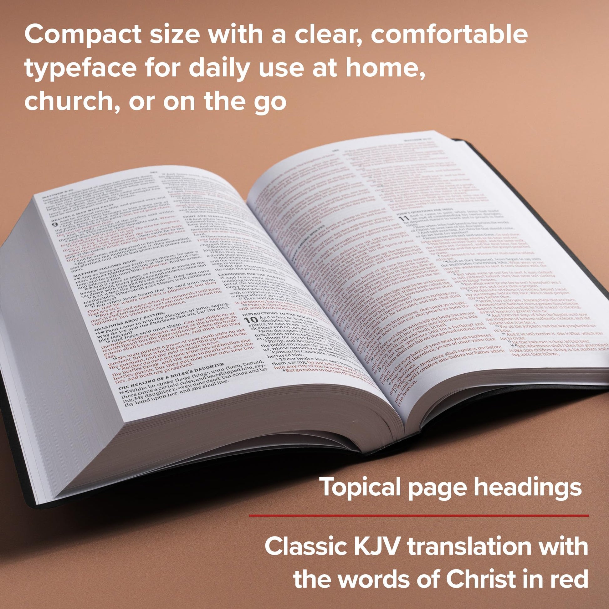 KJV Gift and Award Bible, Black Imitation Leather, KJV Holy Bible, Red Letter, Pure Cambridge Text, Presentation Page, Easy-to-Read Bible MCM Type