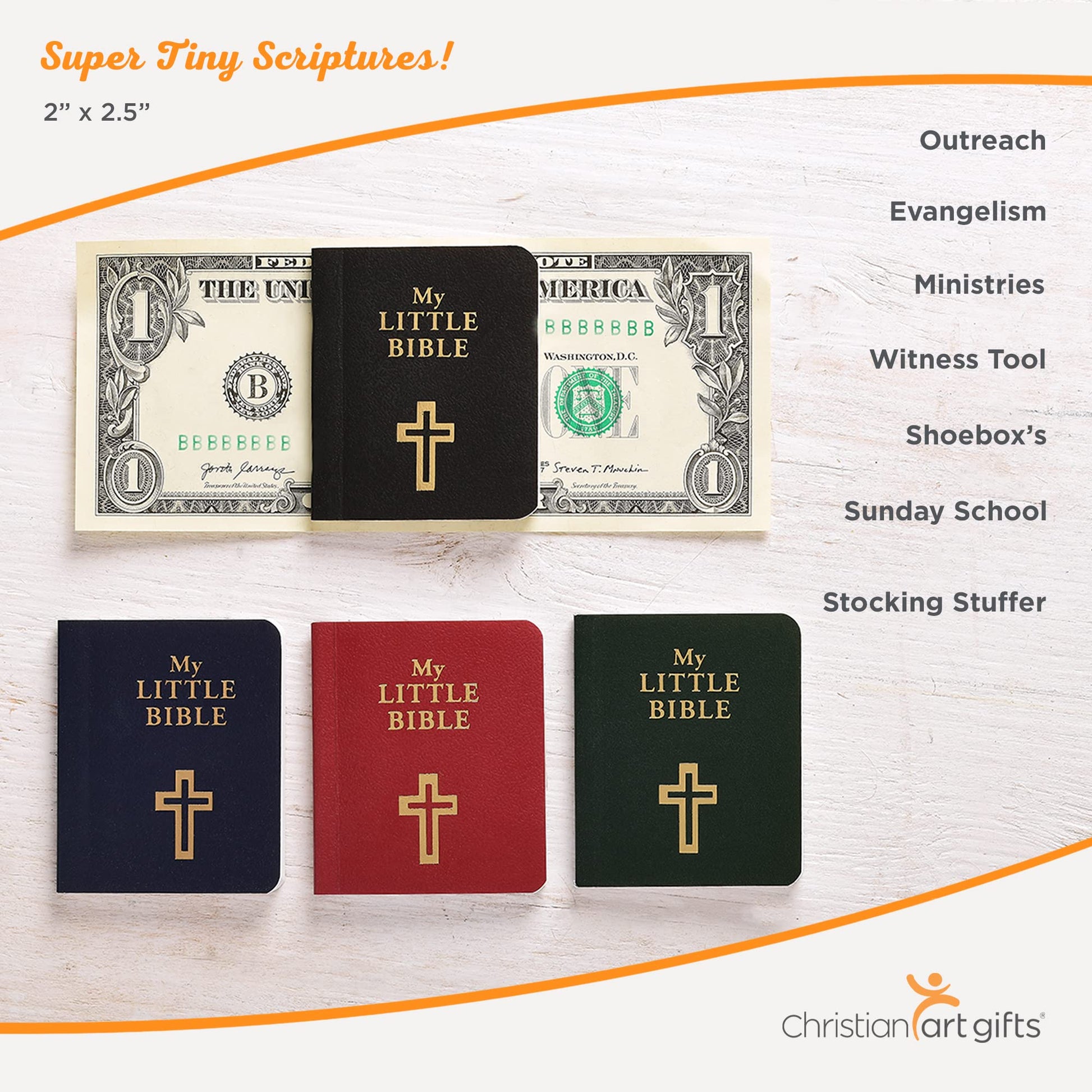 My Little Bible 2" Standard Edition - Selections of Key Verses From Every Book, Tiny Palm-size OT NT Scripture for Ministry Outreach, Classic 1769 KJV Text, 2" x 2.5", Blue