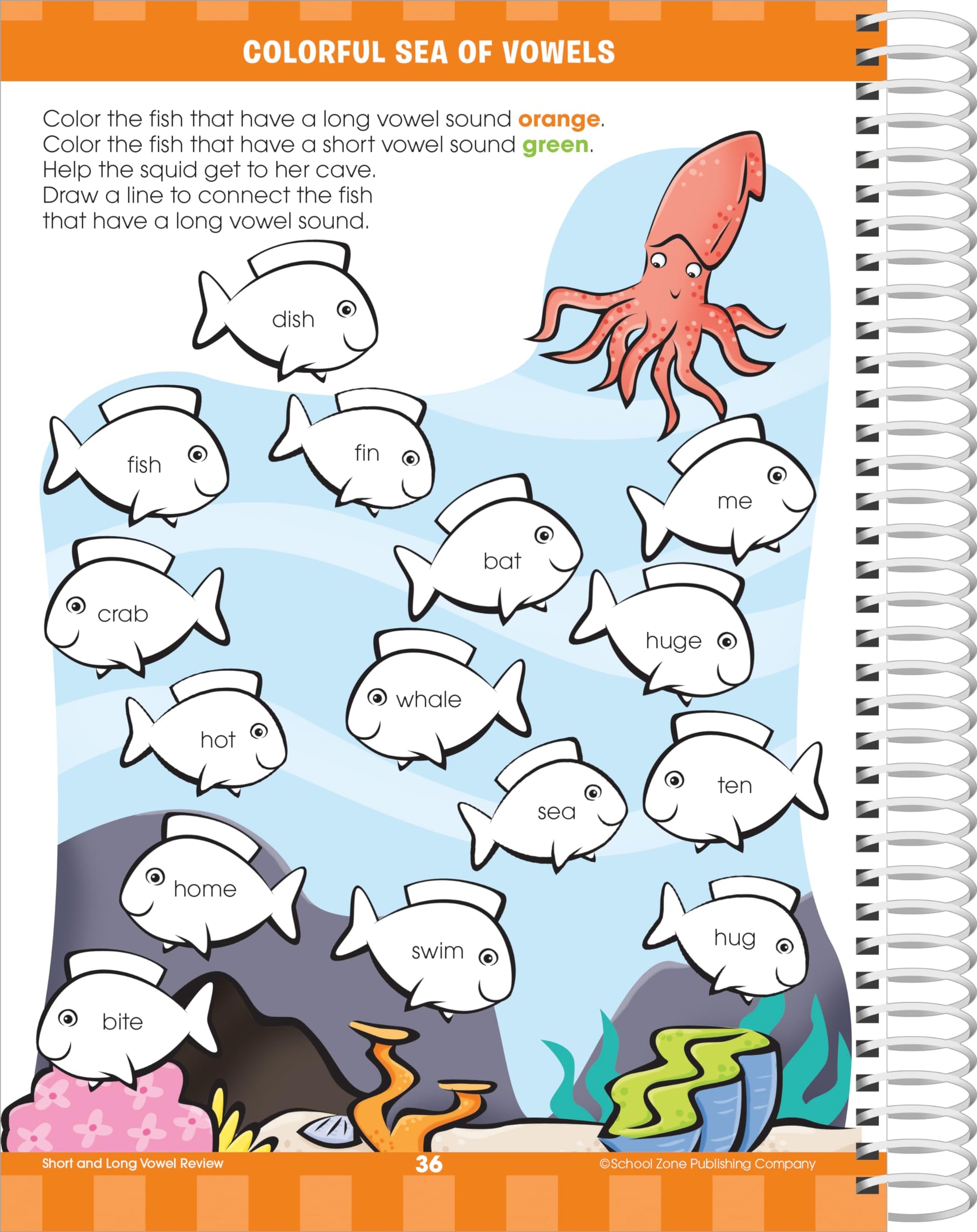 School Zone Big First Grade Workbook: 320 Spiral-Bound Pages, 1st Grade, Reading Comprehension, Phonics, Spelling, Vocabulary, Basic Math, Time, Money, Fractions, Ages 6 to 7