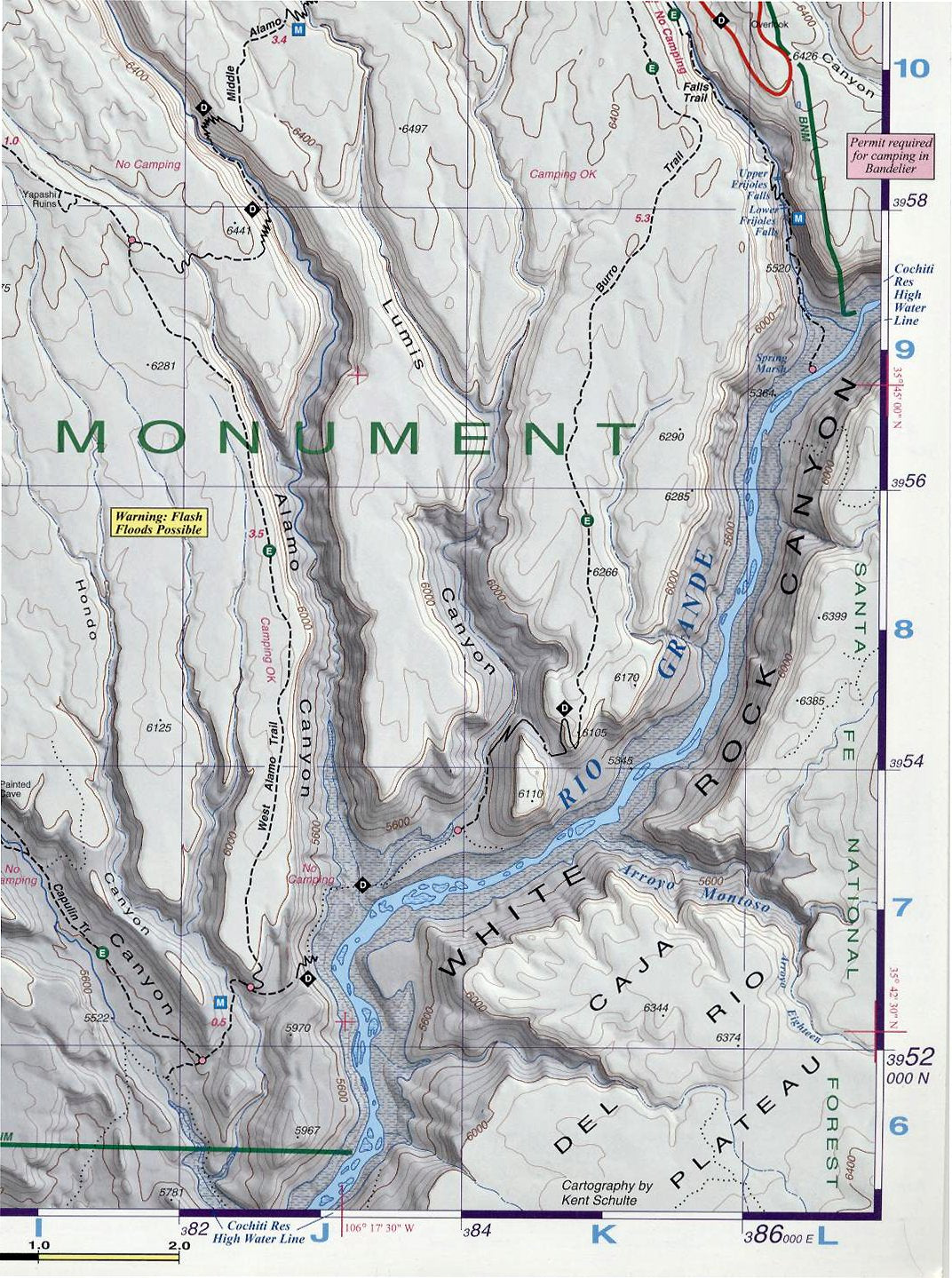 Santa Fe, Bandelier & Los Alamos Trail Map 2nd Edition