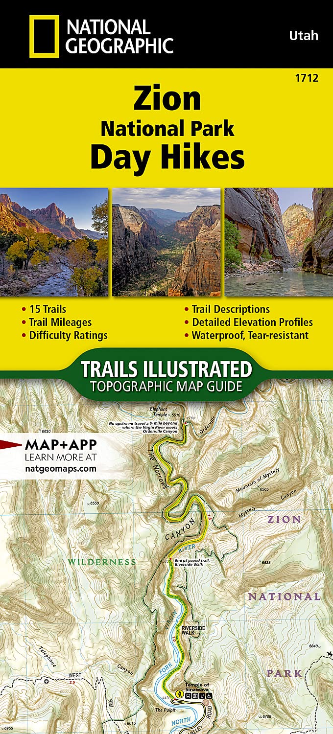 Zion National Park Day Hikes Map (National Geographic Topographic Map Guide, 1712)