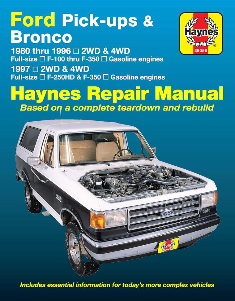 Ford Pick-Ups F-100 F-150 F-250 & Bronco (80-96) & F-250HD & F-350 (97) Haynes Repair Manual (Does Not Include Information Specific to Diesel Engine or Super Duty Models)