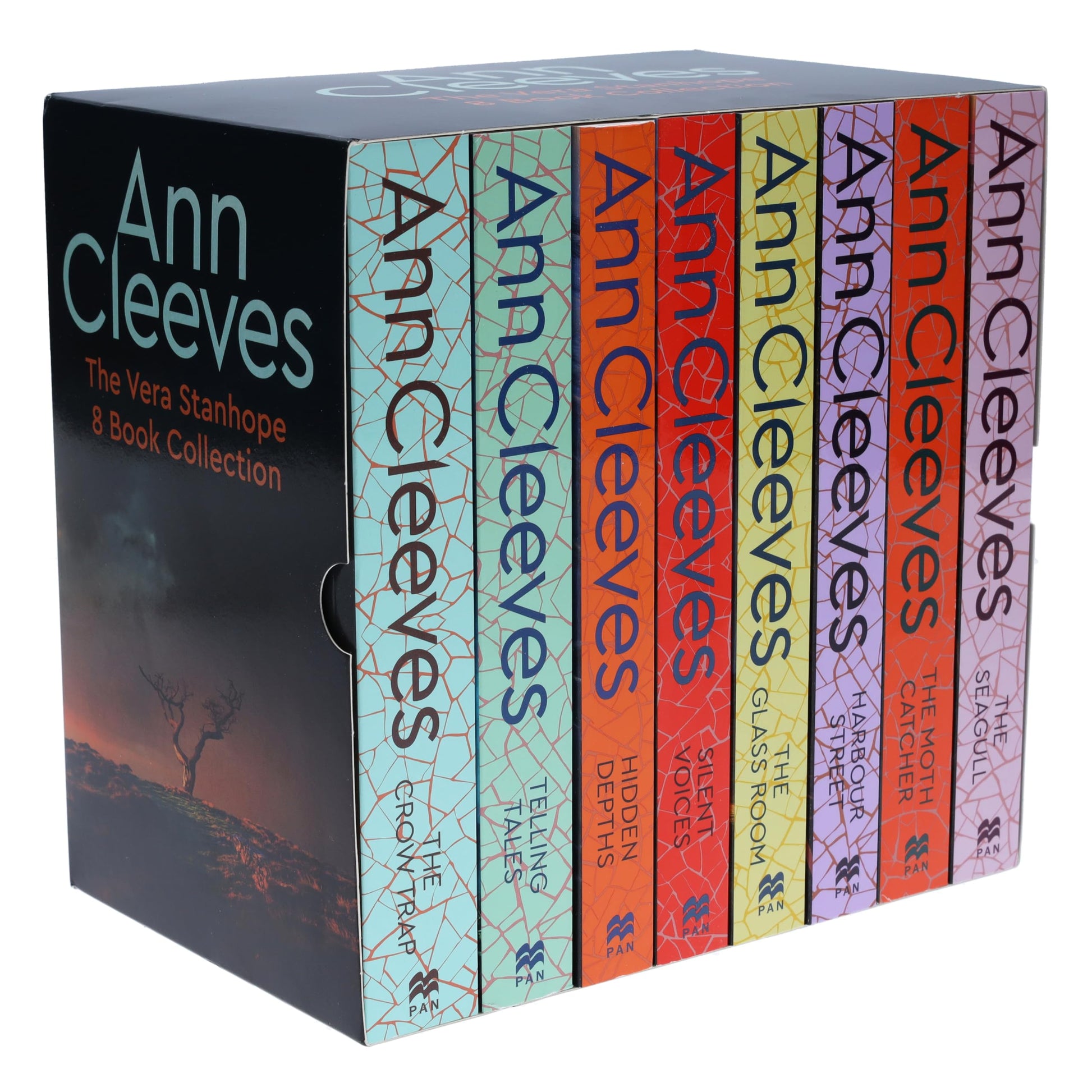 Ann Cleeves TV Vera Stanhope Series Collection 8 Books Set (Telling Tales, Harbour Street, Silent Voices, Hidden Depths, The Glass Room, The Seagull, The Moth Catcher)