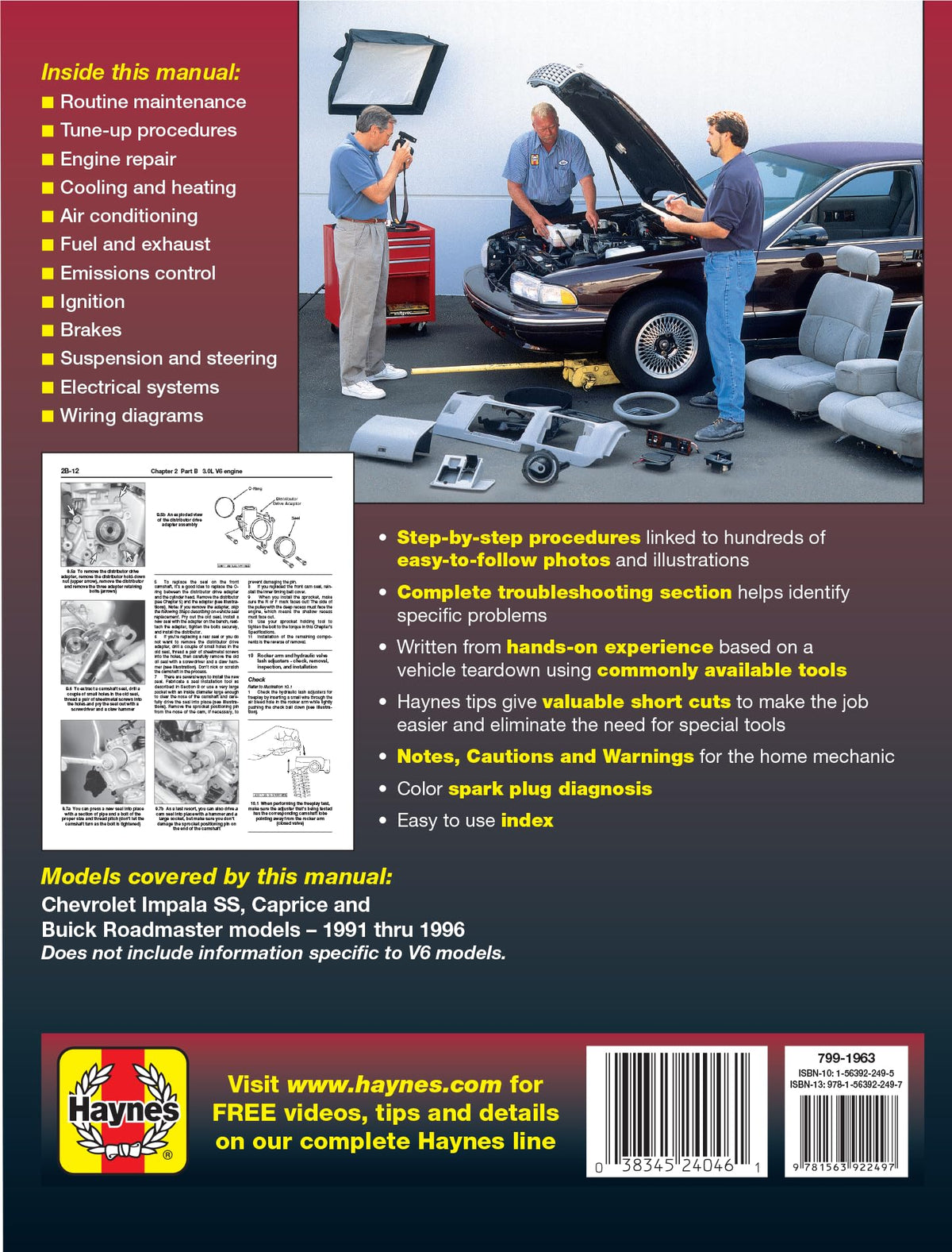 Chevrolet V8 Impala SS Caprice & Buick Roadmaster (1991-1996) Haynes Repair Manual (Does Not Include Information Specific to V6 Models)