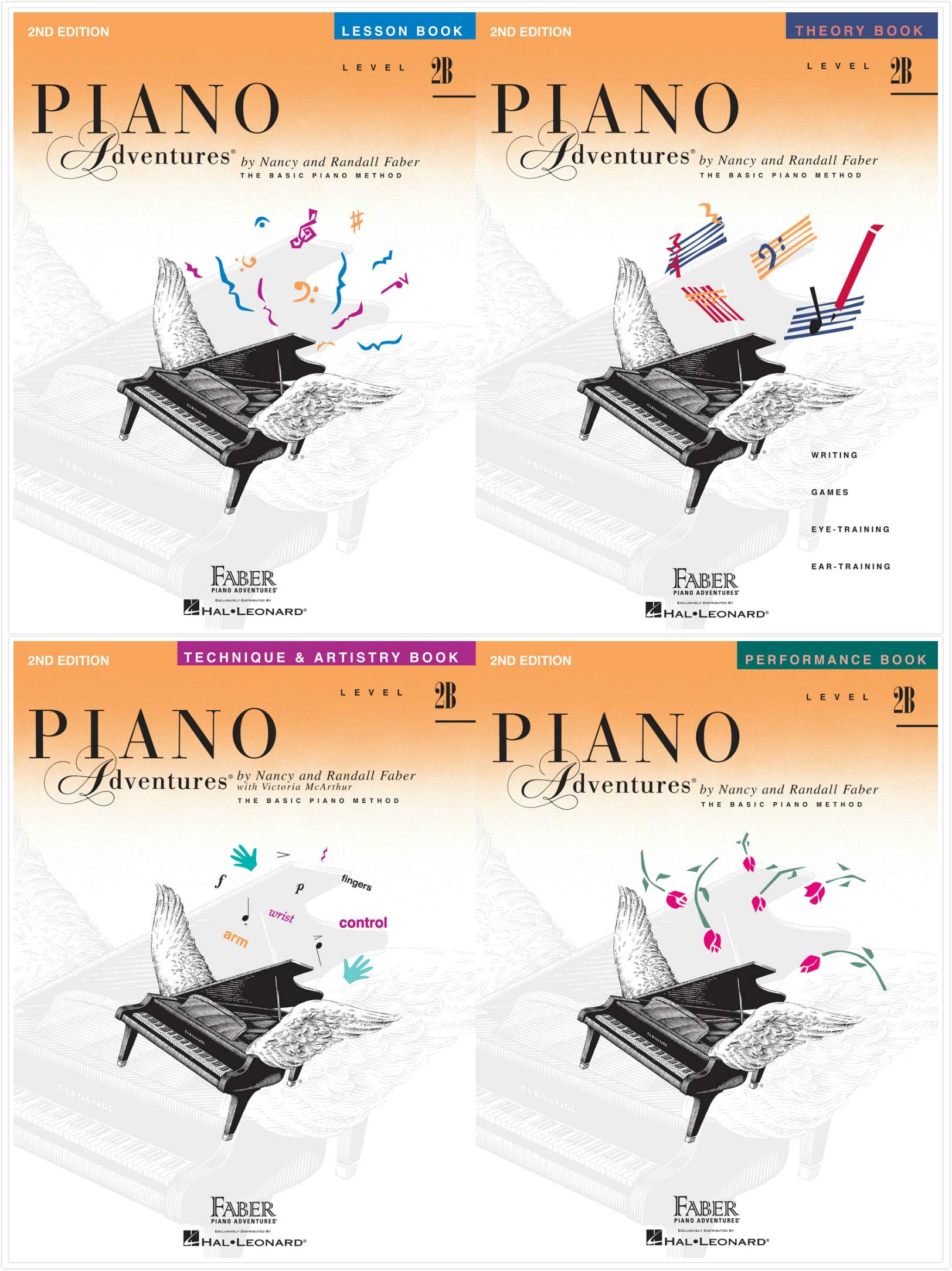 NEW Faber Piano Adventures Level 2B Set (4 Books) 2nd Edition - Lesson 2B, Theory 2B, Technique & Artistry 2B, Performance 2B