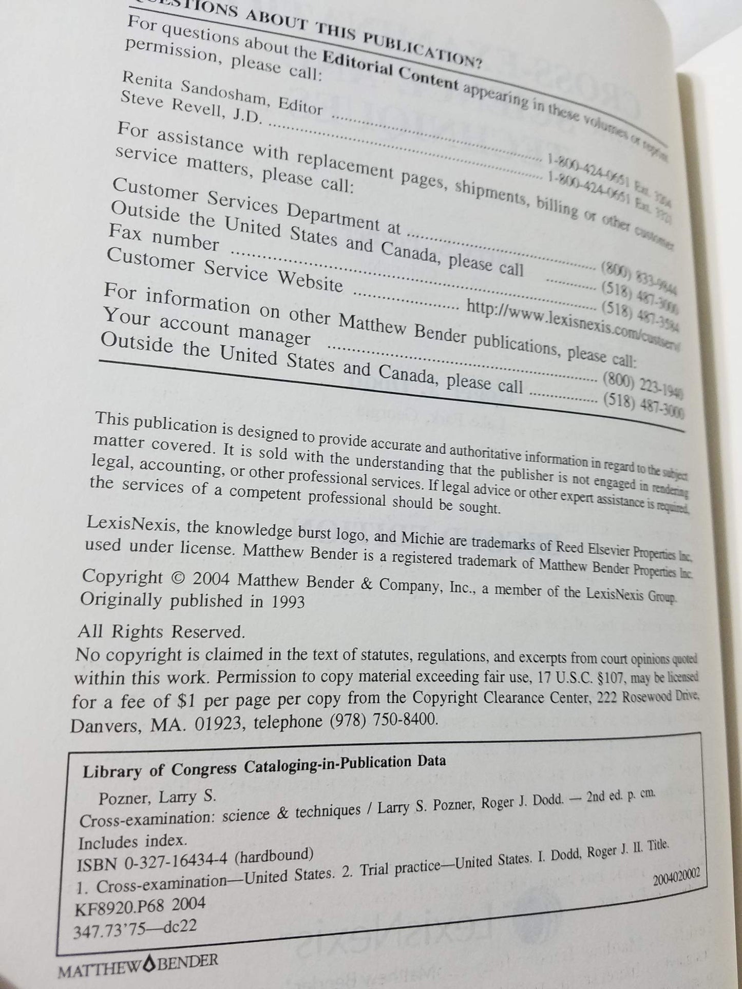 Cross-Examination: Science and Techniques by Pozner, Larry S