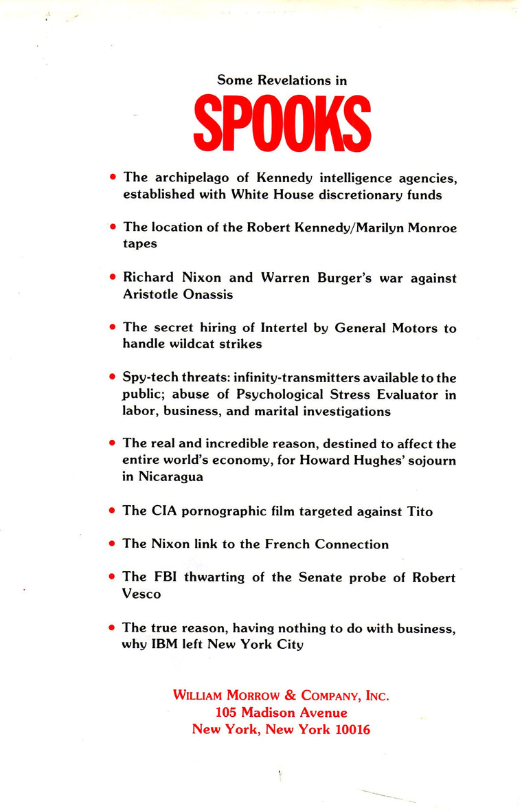 Spooks: The Haunting of America : The Private Use of Secret Agents — back cover