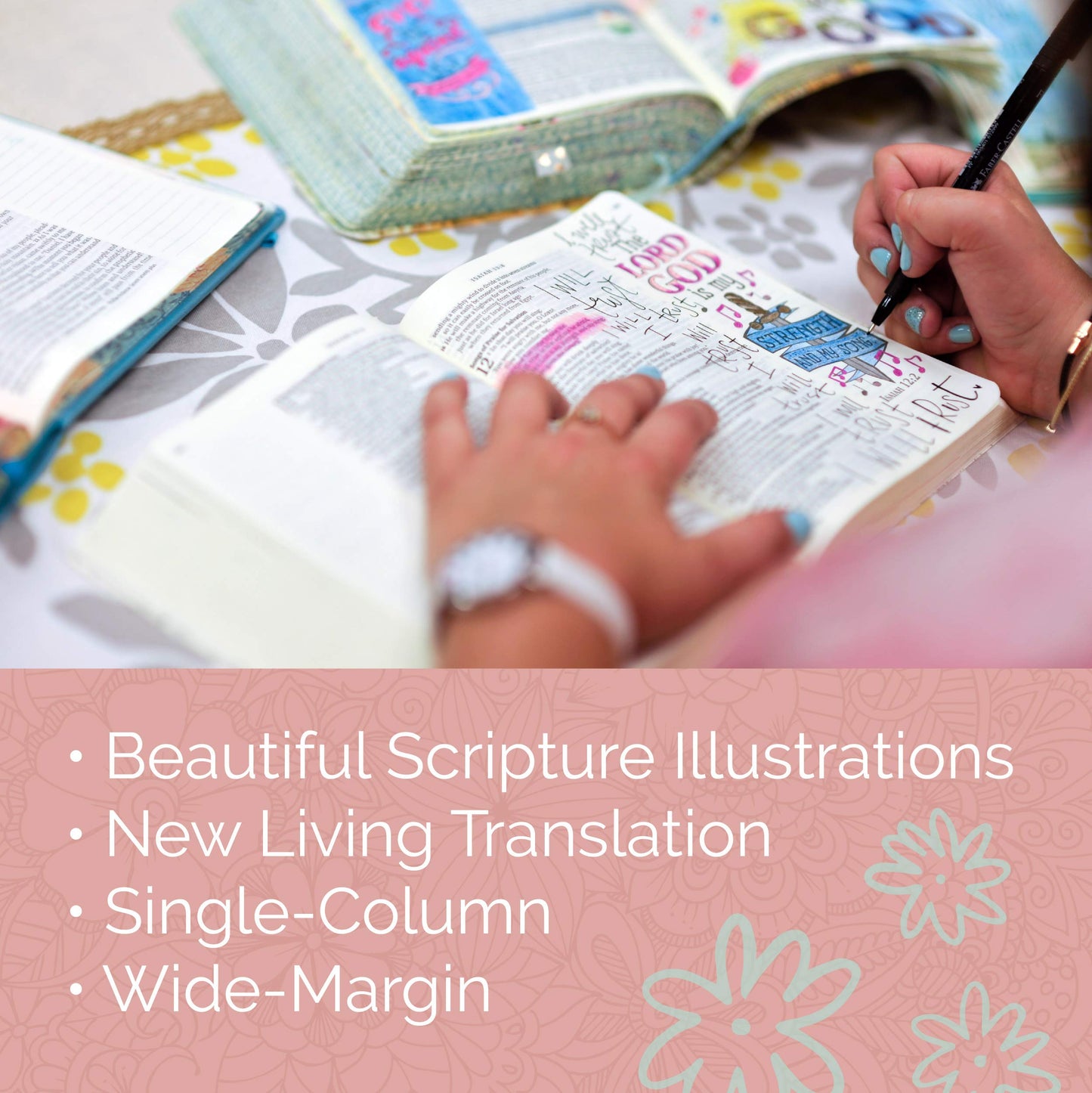 Tyndale NLT Inspire Catholic Bible (Hardcover, Rose Gold): Catholic Coloring Bible-Over 450 Illustrations to Color and Creative Journaling Bible Space, Religious Gifts That Inspire Connection with God
