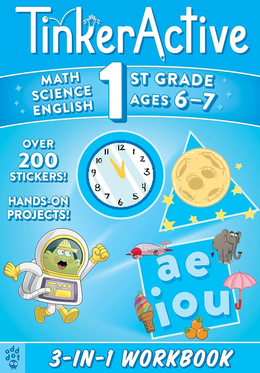 TinkerActive 1st Grade 3-in-1 Workbook: Math, Science, English Language Arts (TinkerActive Workbooks)