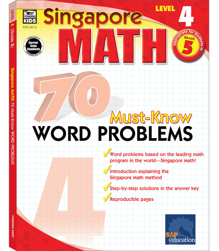 Singapore Math - 70 Must-Know Word Problems Workbook for 5th Grade Math, Paperback, Ages 10-11 with Answer Key (Volume 3)