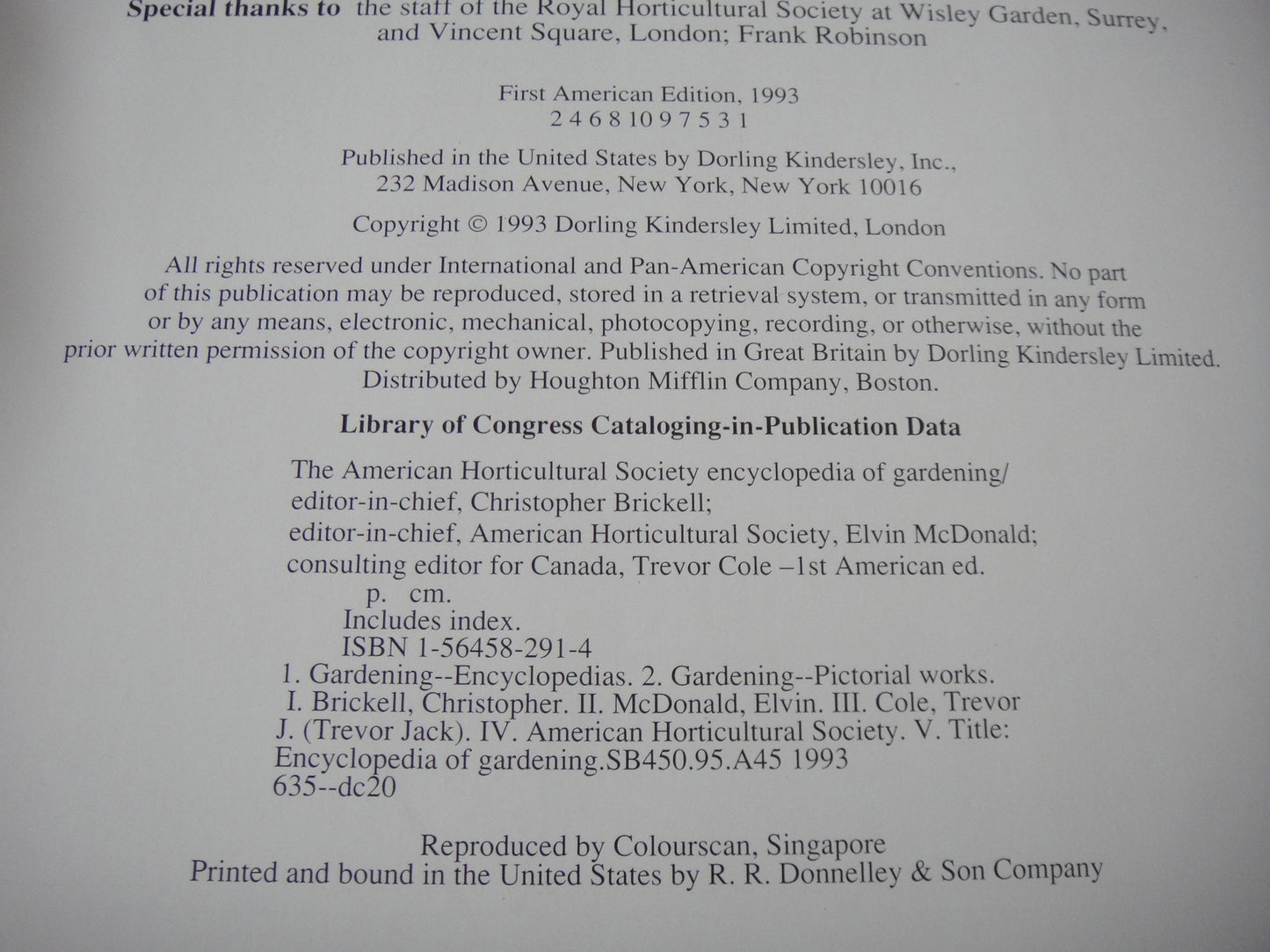 American Horticultural Society Encyclopedia of Gardening