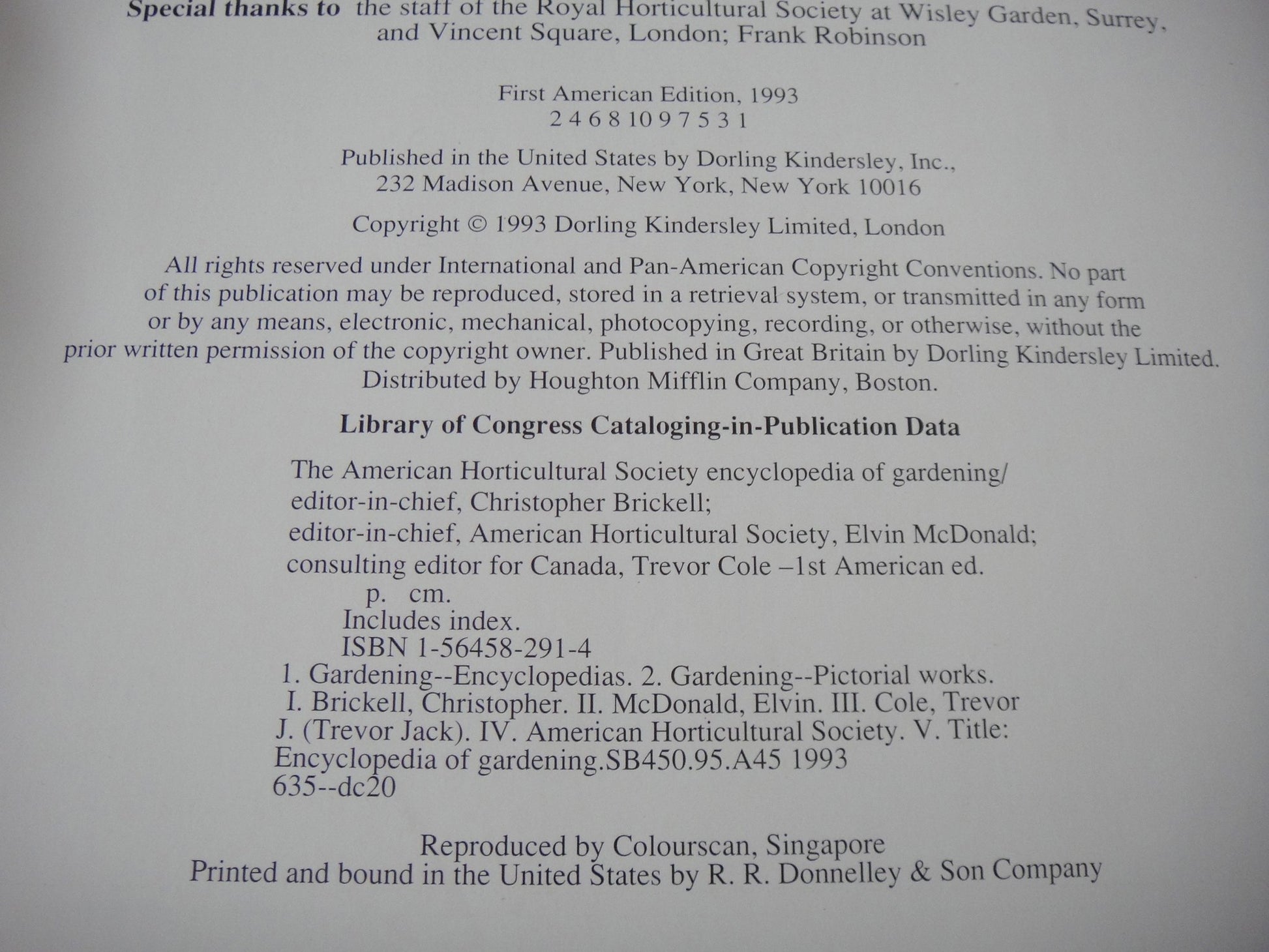 American Horticultural Society Encyclopedia of Gardening