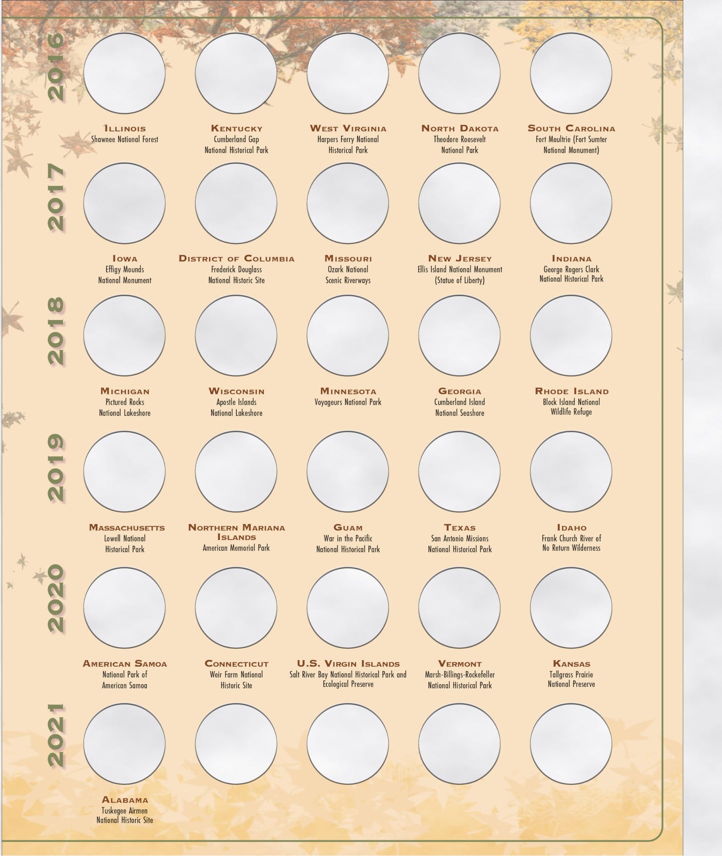 Official Whitman Collector's Edition Coin Folder - National Park Quarters: 2010-2021