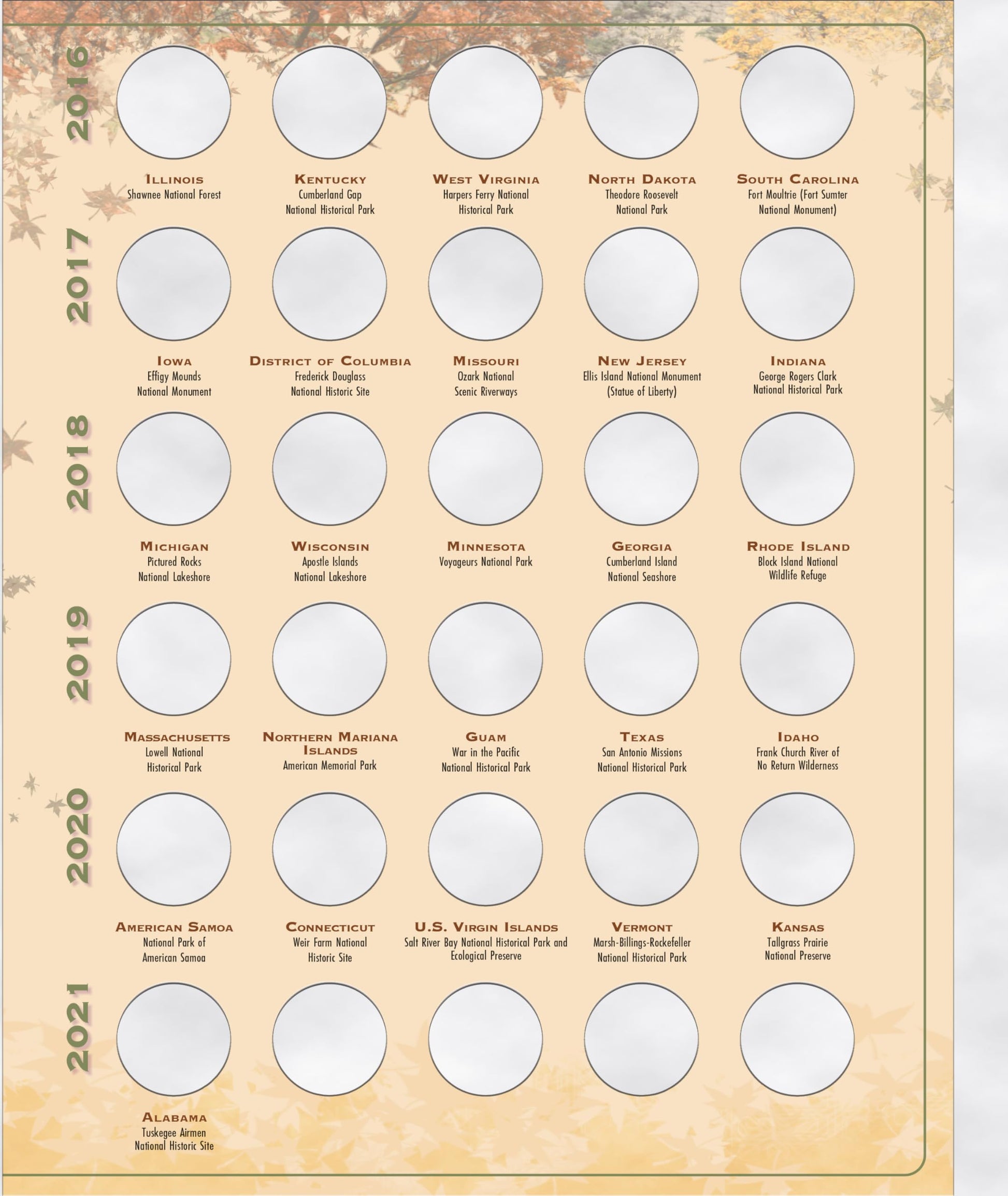 Official Whitman Collector's Edition Coin Folder - National Park Quarters: 2010-2021