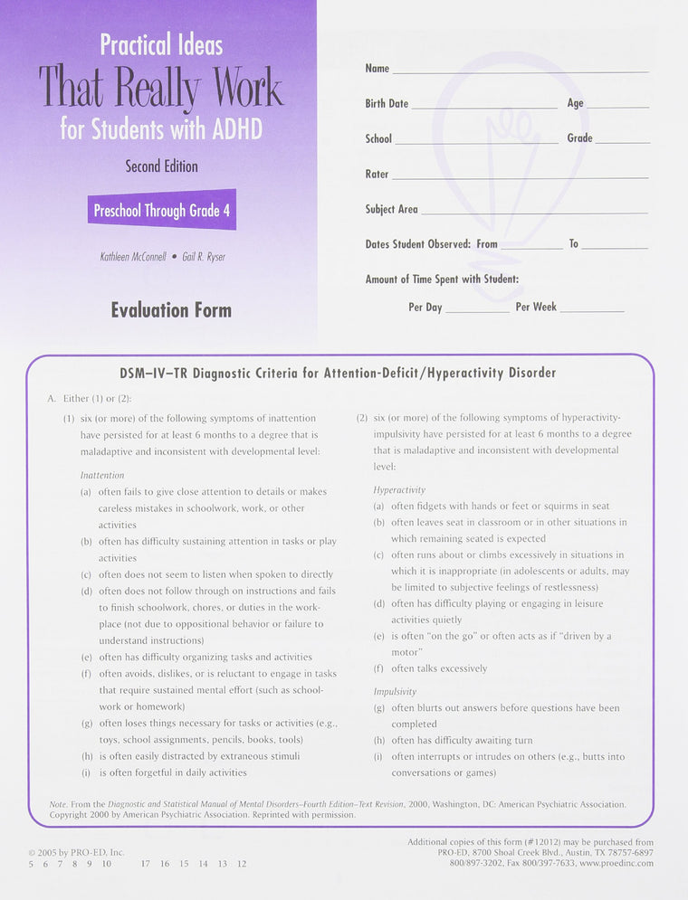 Practical Ideas That Really Work for Students with ADHD: Preschool-4th Grade (Book Only) — back cover