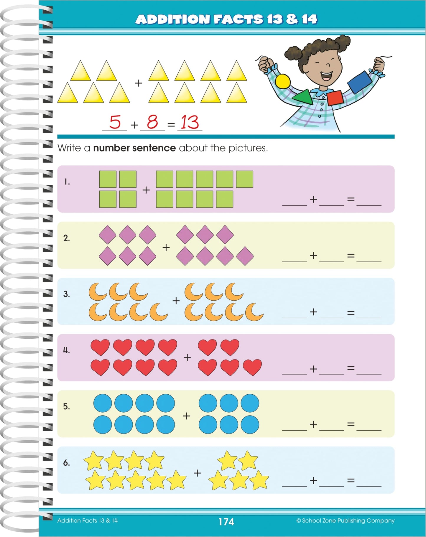 School Zone Big Math 1-2 Workbook: 320 Spiral-Bound Pages, 1st Grade, 2nd Grade, Elementary Math, Addition, Subtraction, Word Problems, Time, Money & Fractions, Ages 6 to 8