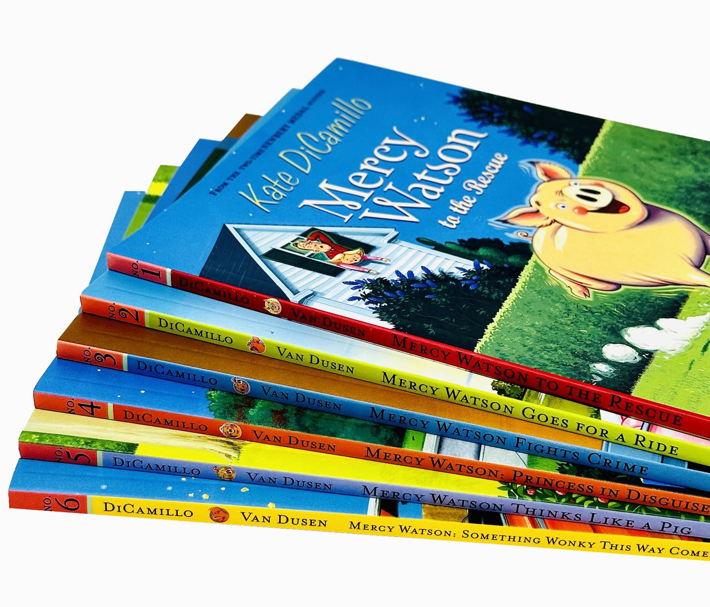 Mercy Watson Series 1-6 Books Collection Set By Kate DiCamillo(The Rescue, Goes for a Ride, Fights Crime, Princess in Disguise, Thinks Like a Pig & Something Wonky This Way Comes)